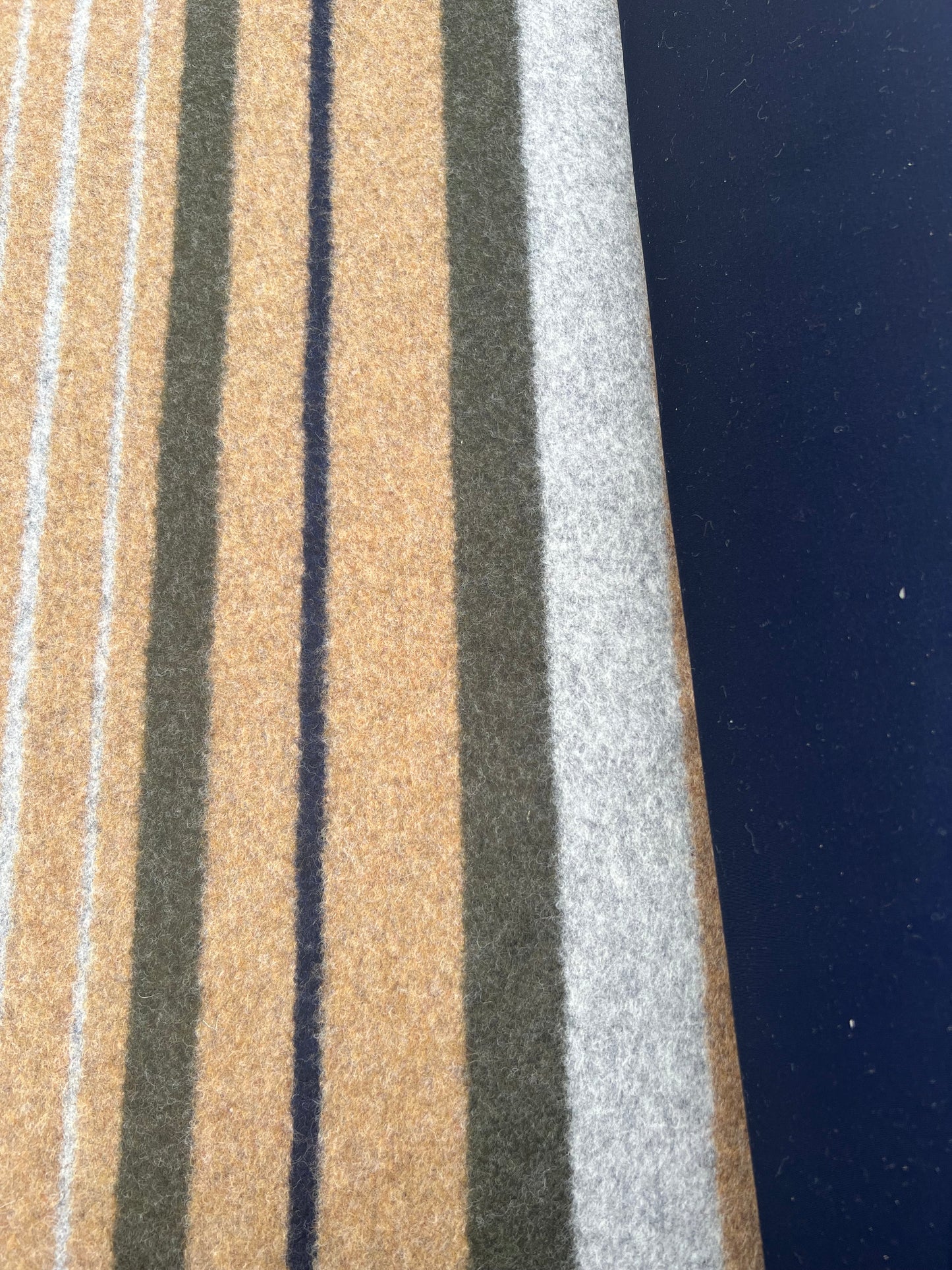 Gustave 013 wool irregular stripes khaki/blue/beige double face