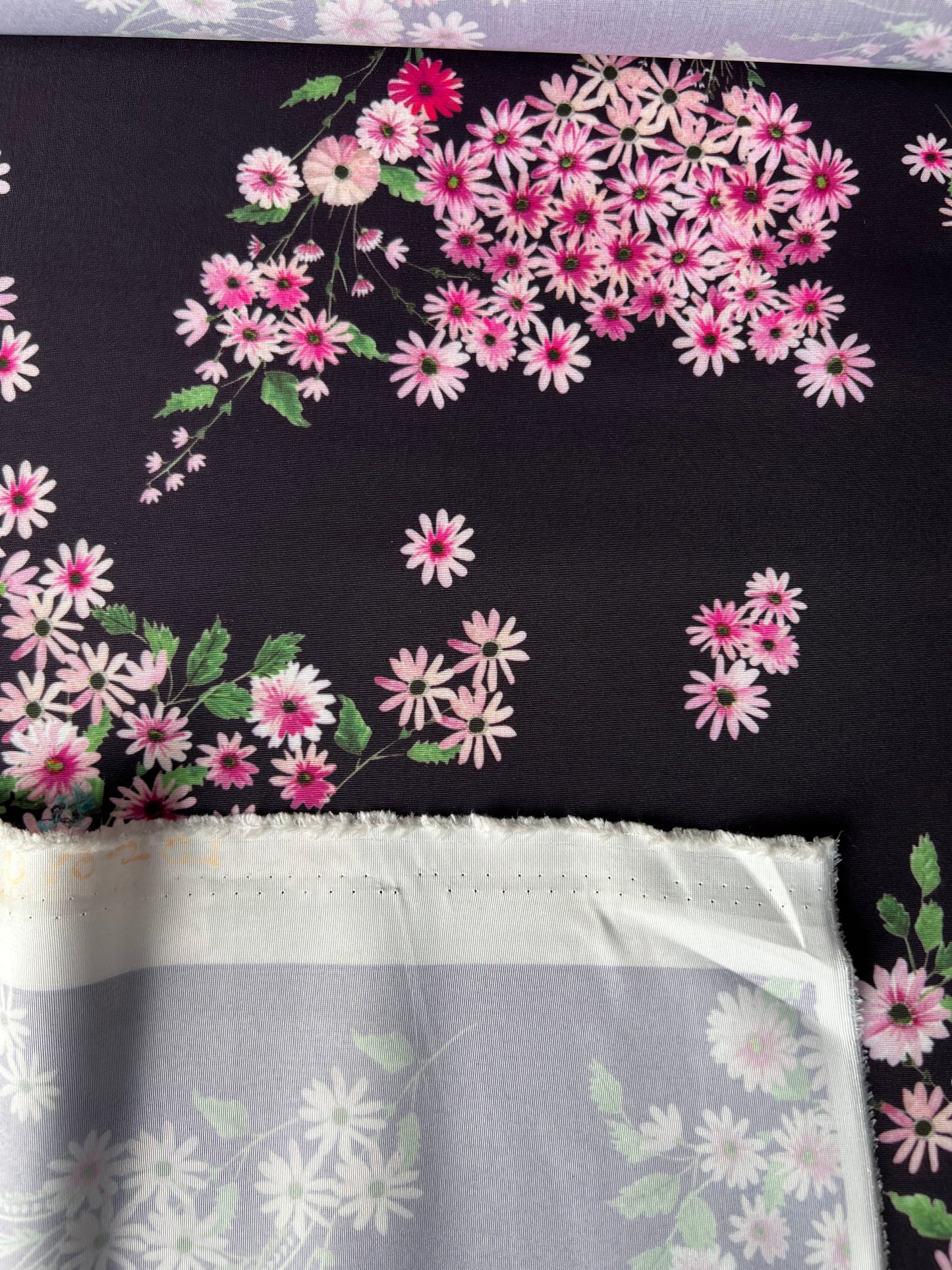 Wallet on diet 036 satin burgundy with pink flowers