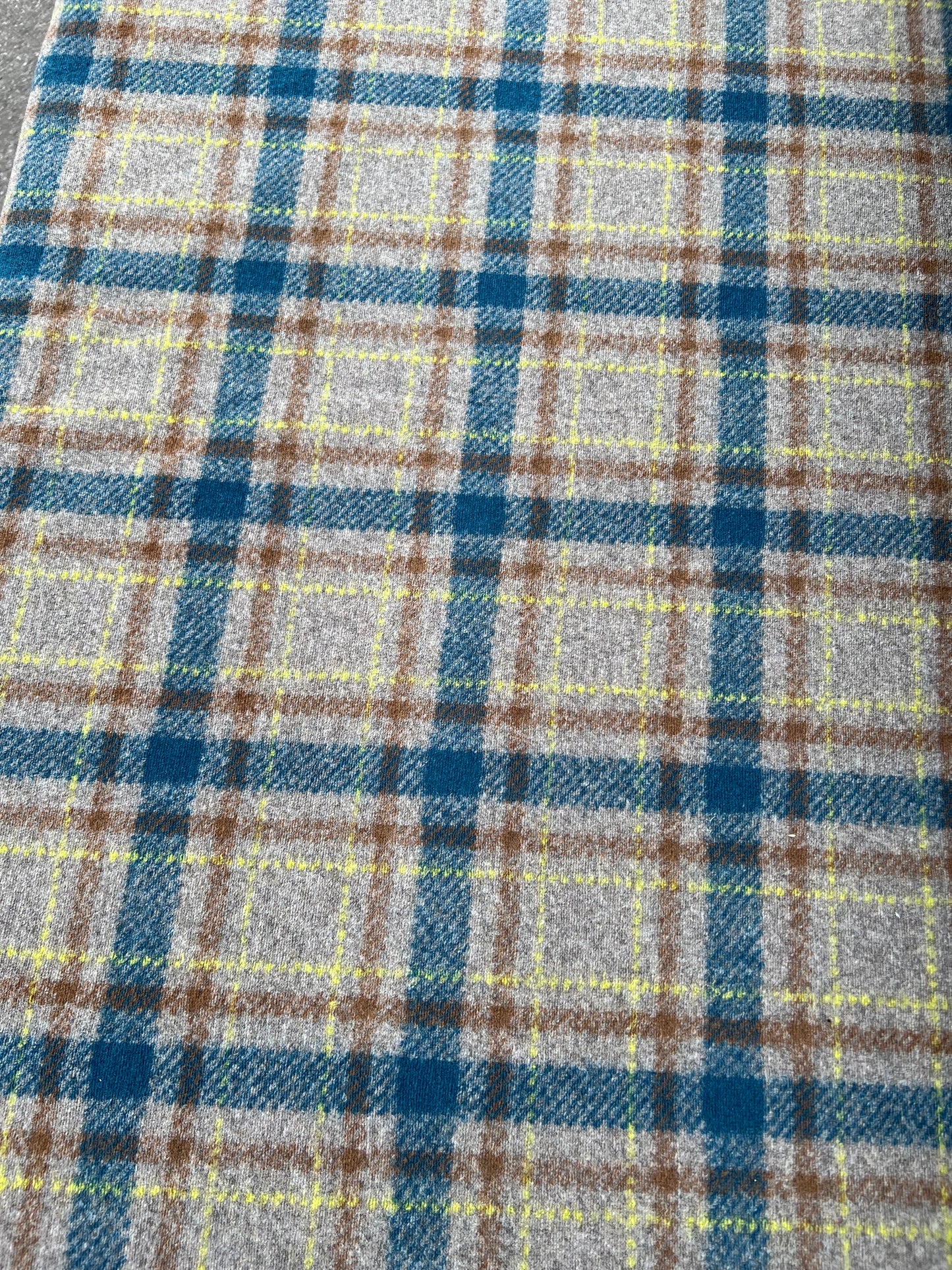 Gustave 021 wool turquoise/beige/yellow check double face
