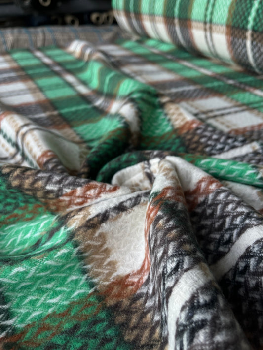 LISA 039 Green/brown/ecru checkered heavy cotton