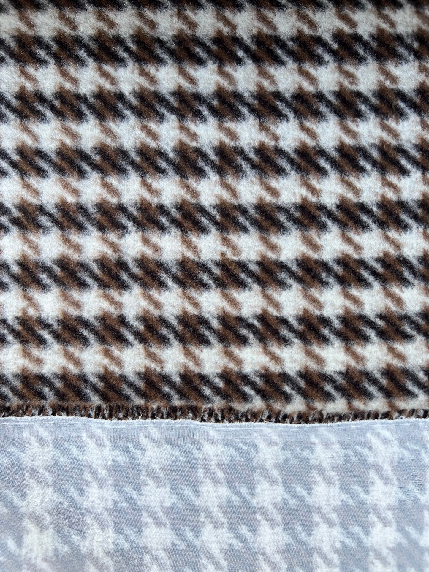 Gustave 008 Wool pied de poule beige/brown double face