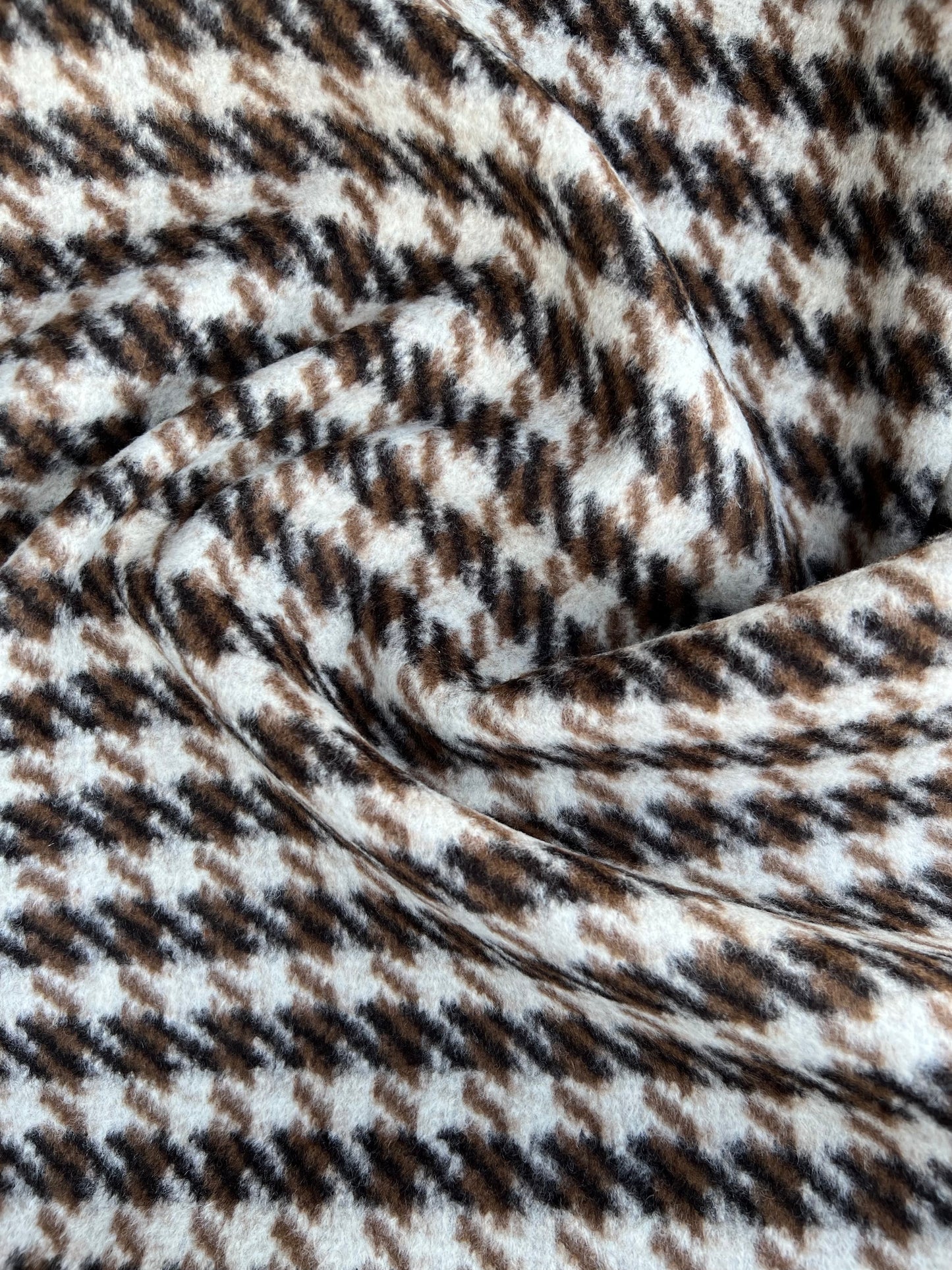 Gustave 008 Wool pied de poule beige/brown double face