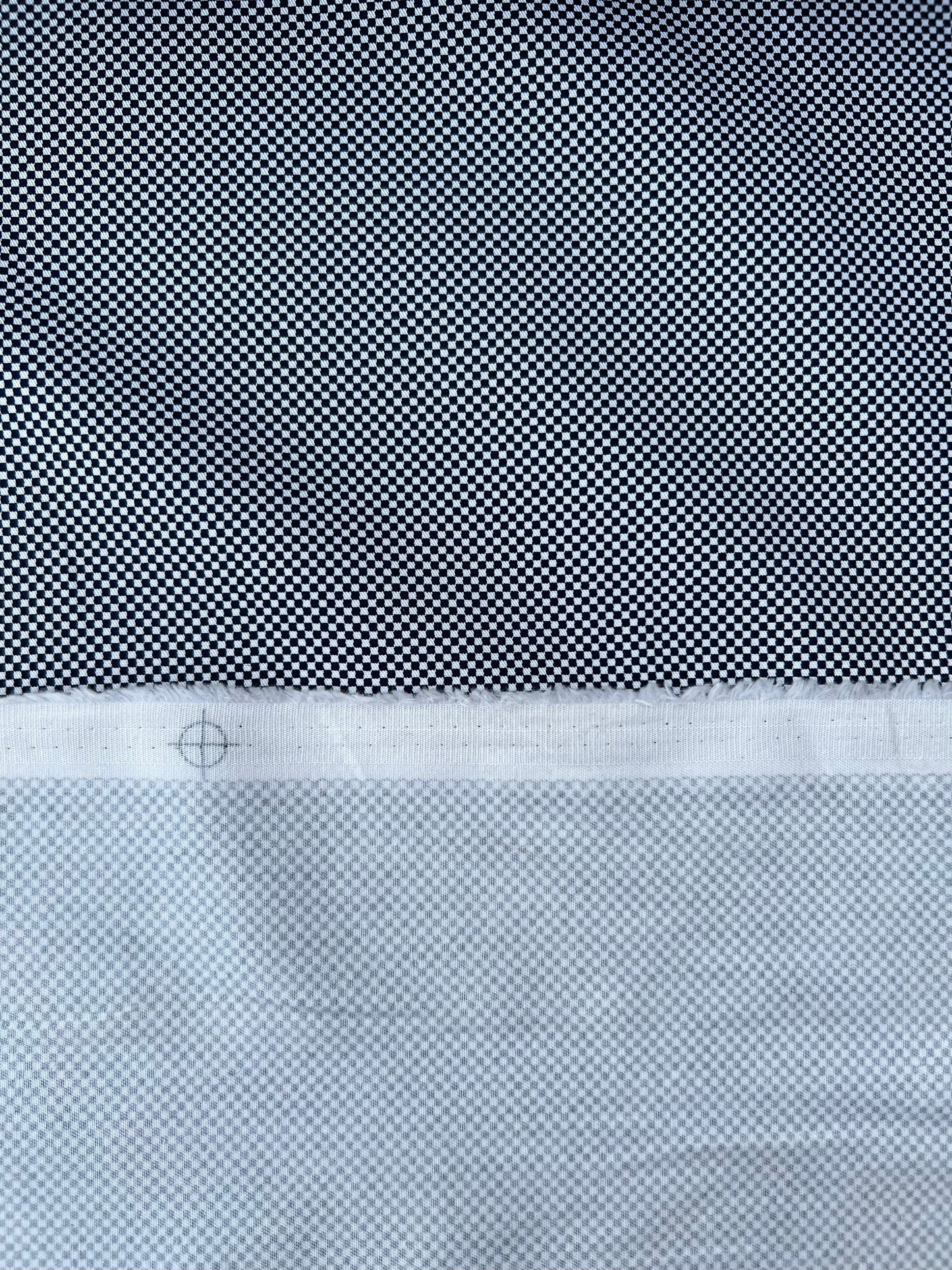 Fiona 003 Cotton twill with tiny square print navy white