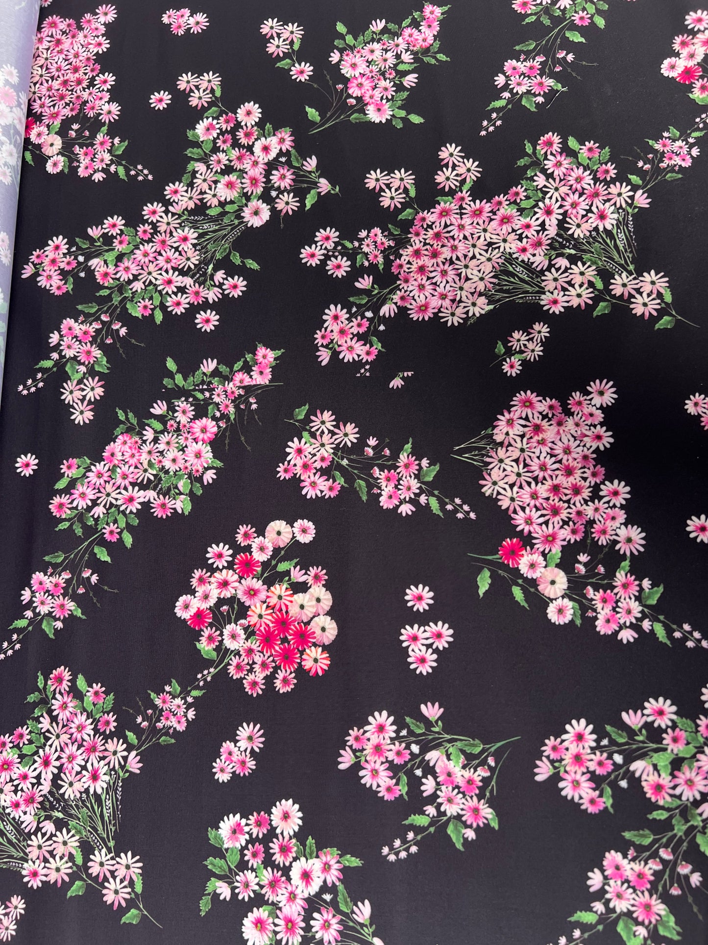 Wallet on diet 036 satin burgundy with pink flowers