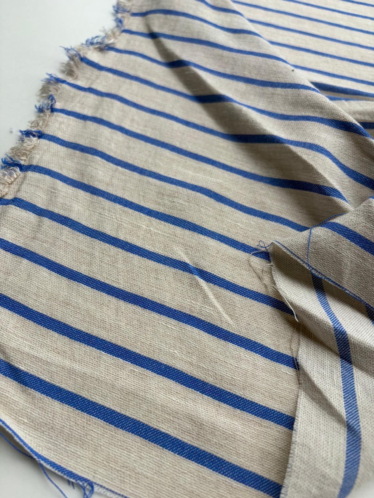 DANTE 052 midweight cotton/linnen jacquard blue stripe