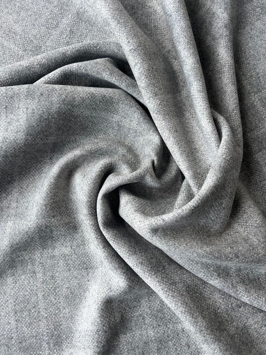 LISA 025 boiled wool coat fabric grey check on one side