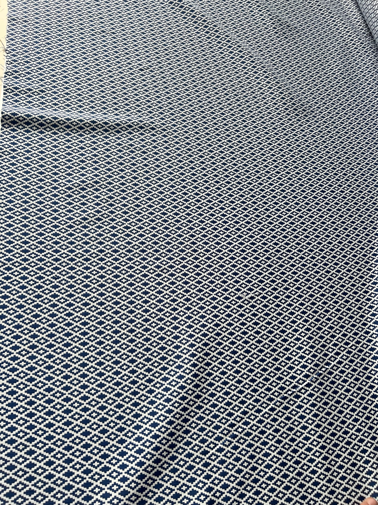 Wallet on diet 034 cotton stretch jacquard blue/white losange design