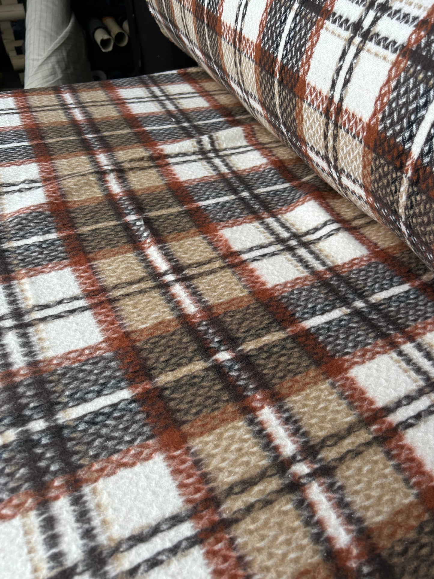 LISA 073 orange/brown/camel checkered heavy cotton