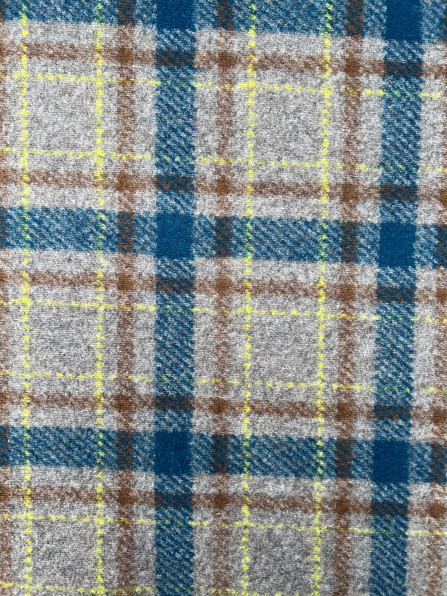 Gustave 021 wool turquoise/beige/yellow check double face