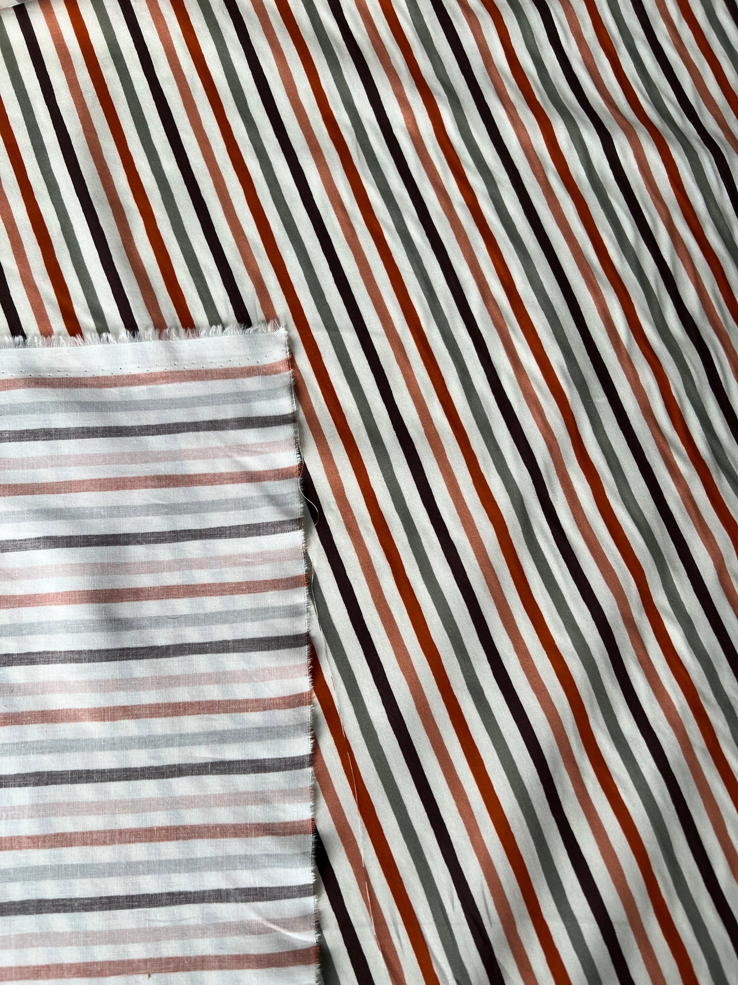 Wallet on diet 002 cotton voile print stripes orange/brown/white