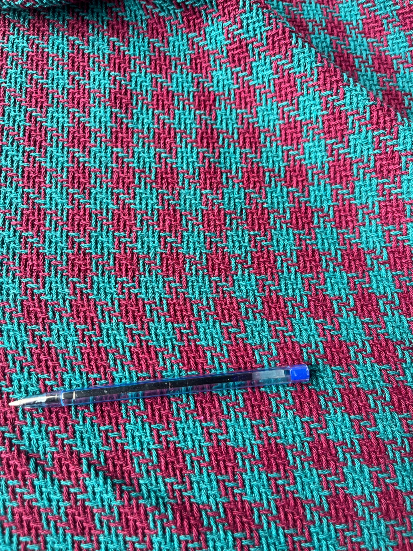 LISA 014 dark emerald/raspberry checkered heavy cotton tweed Ch*nel style