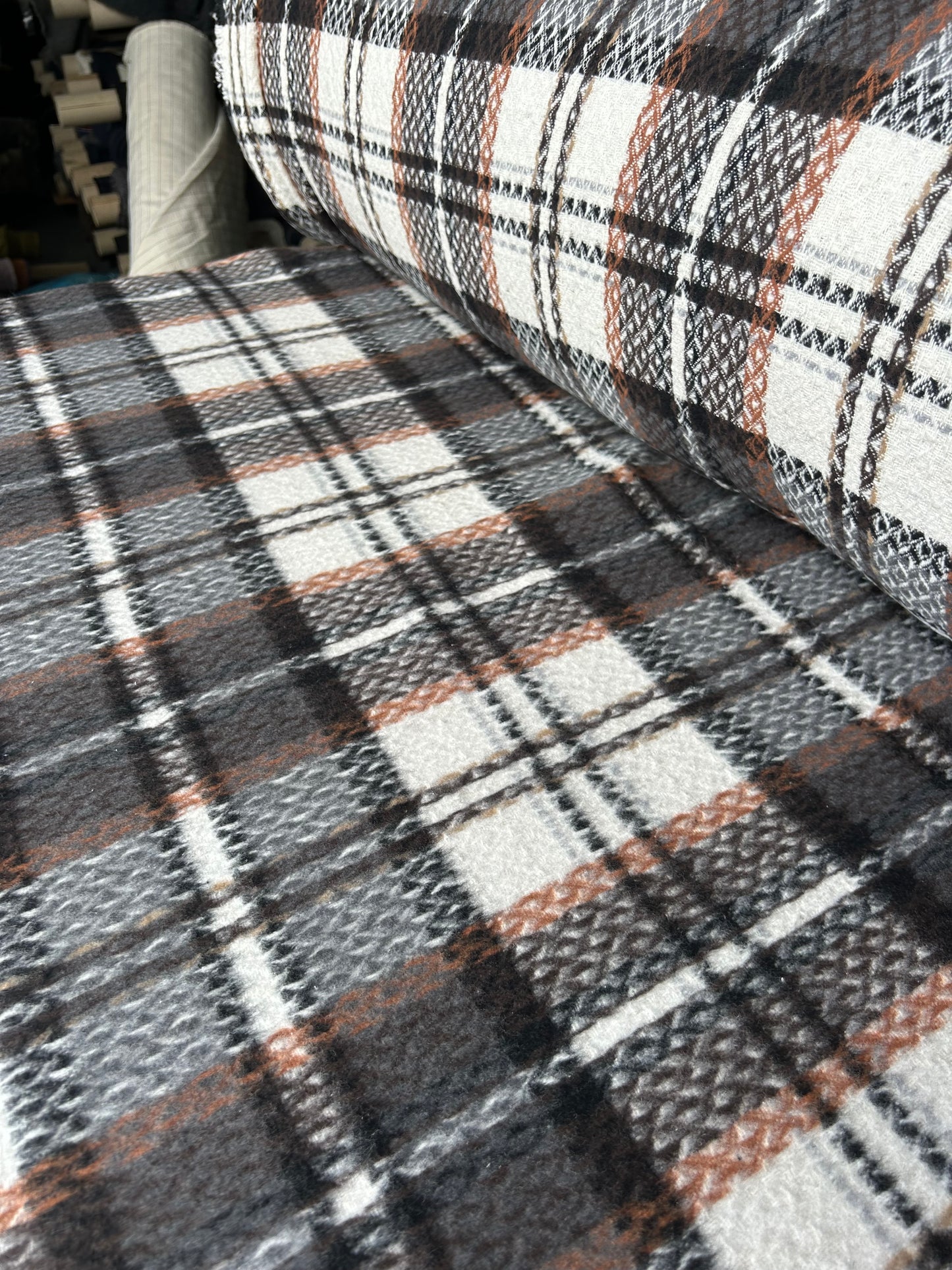 LISA 072 orange/brown/ecru checkered heavy cotton