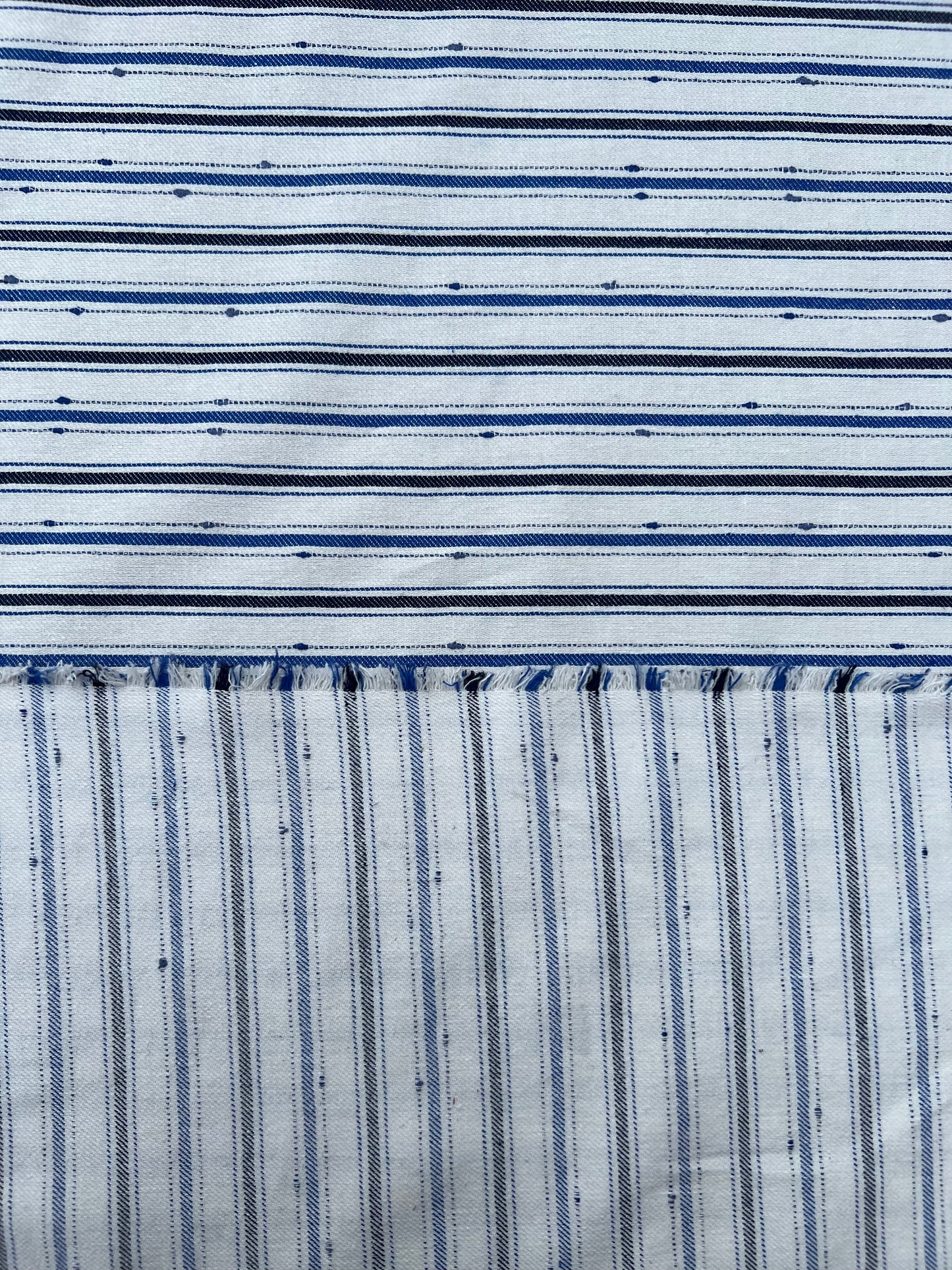 Fiona 010 coloured White denim navy/ blue stripes