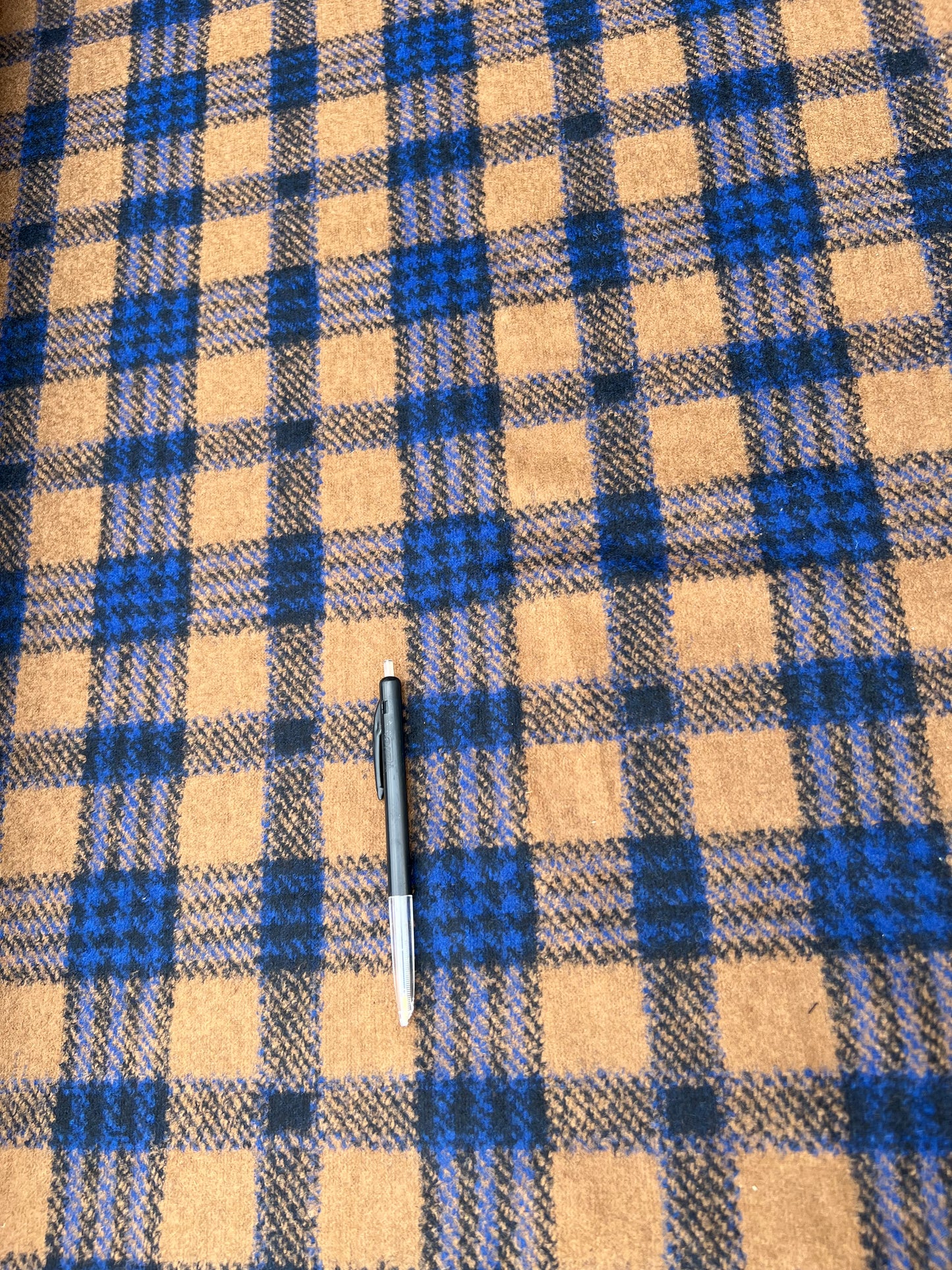 Gustave 023 Wool jersey electric blue/tabac check