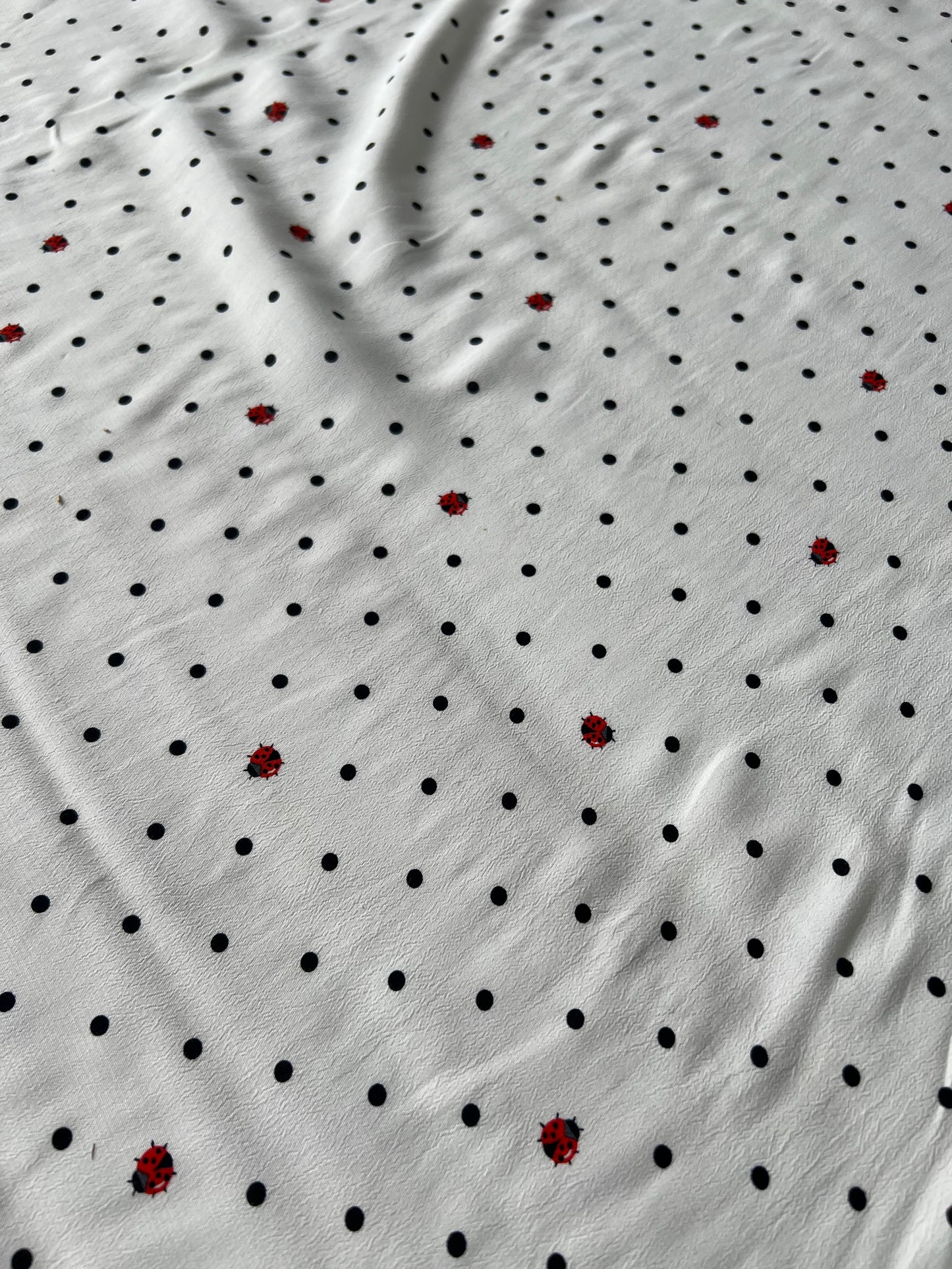 Wallet on diet 031 crêpe viscose white with black dots and ladybugs