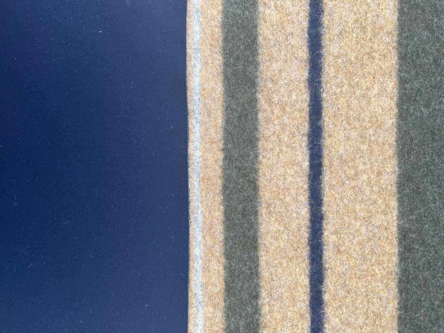 Gustave 013 wool irregular stripes khaki/blue/beige double face