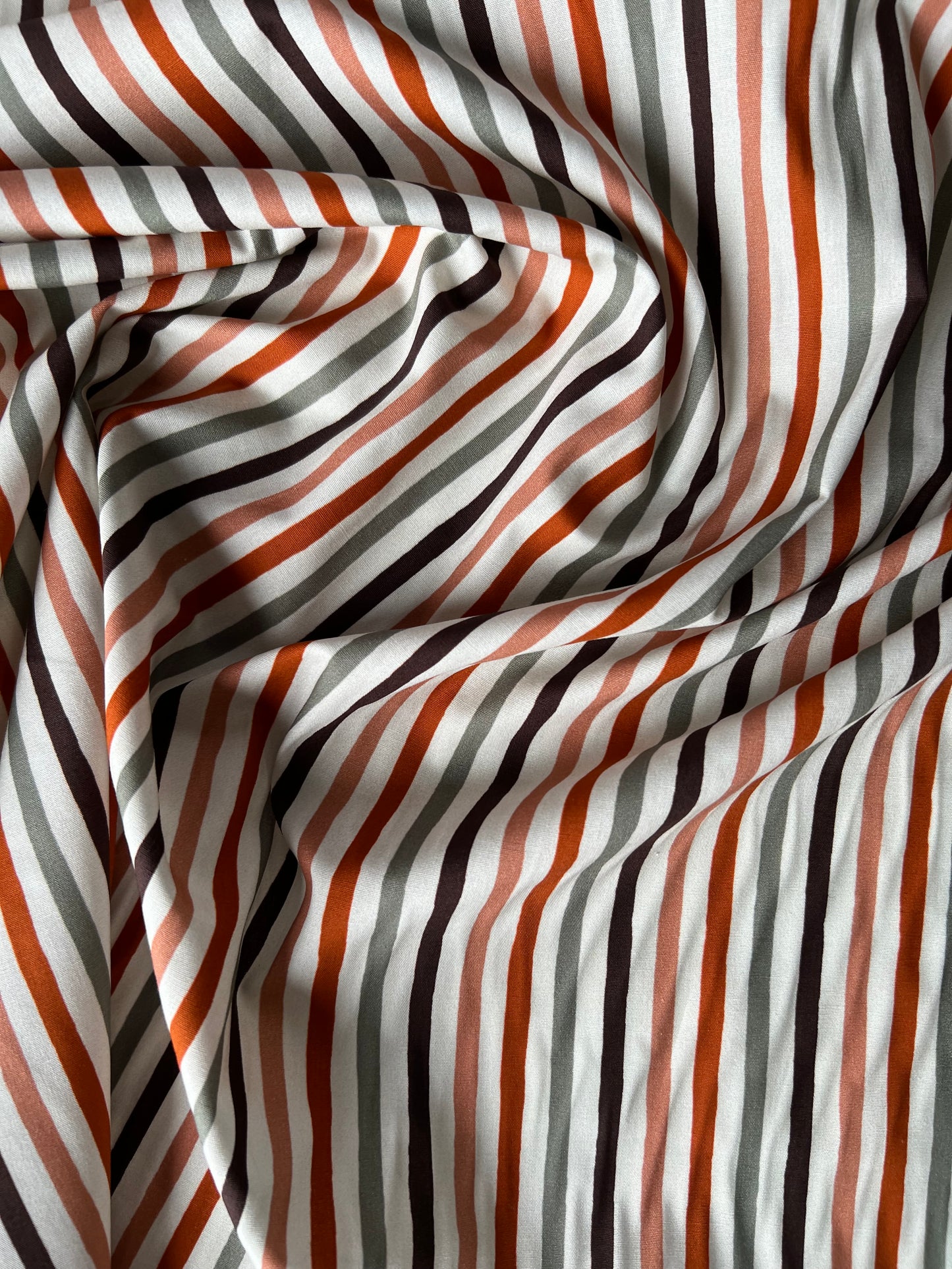 Wallet on diet 002 cotton voile print stripes orange/brown/white