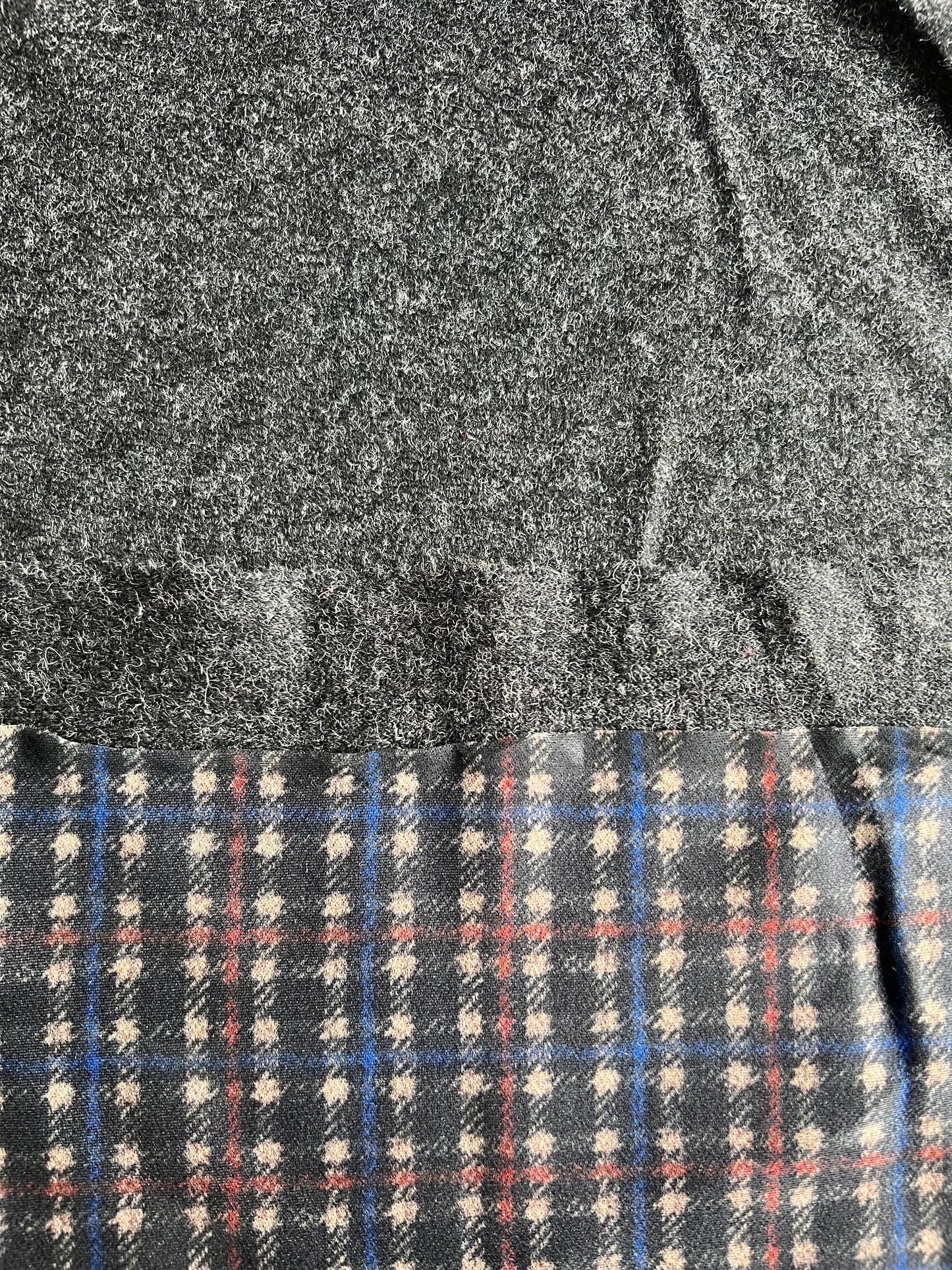 Flip side 007 blue red beige check double face dark grey