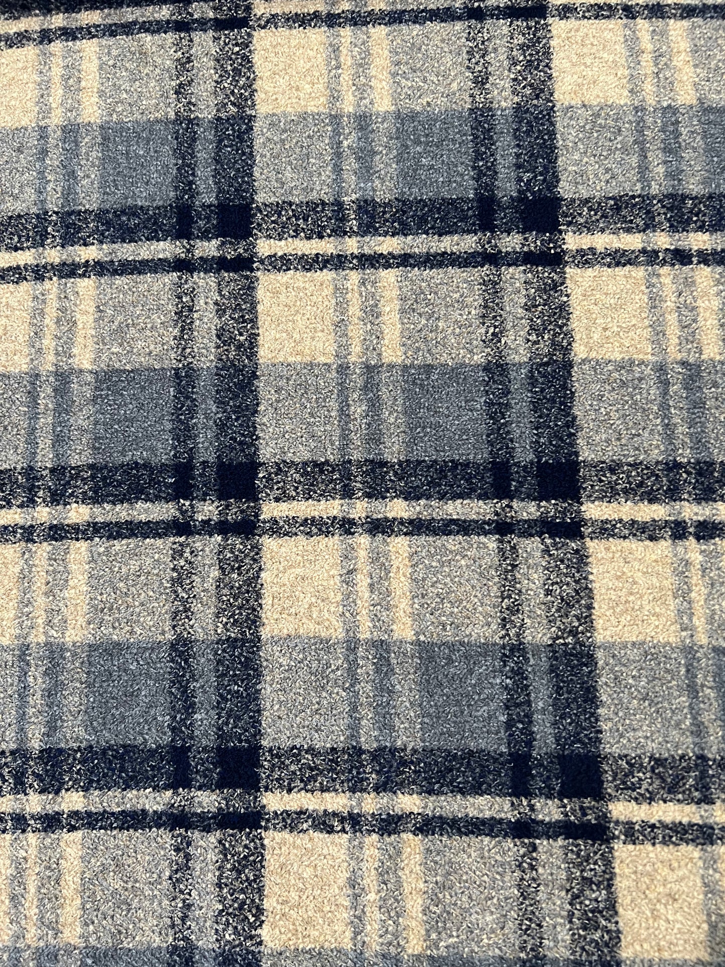 Flip side 031 sand blue grey bouclette check double face navy