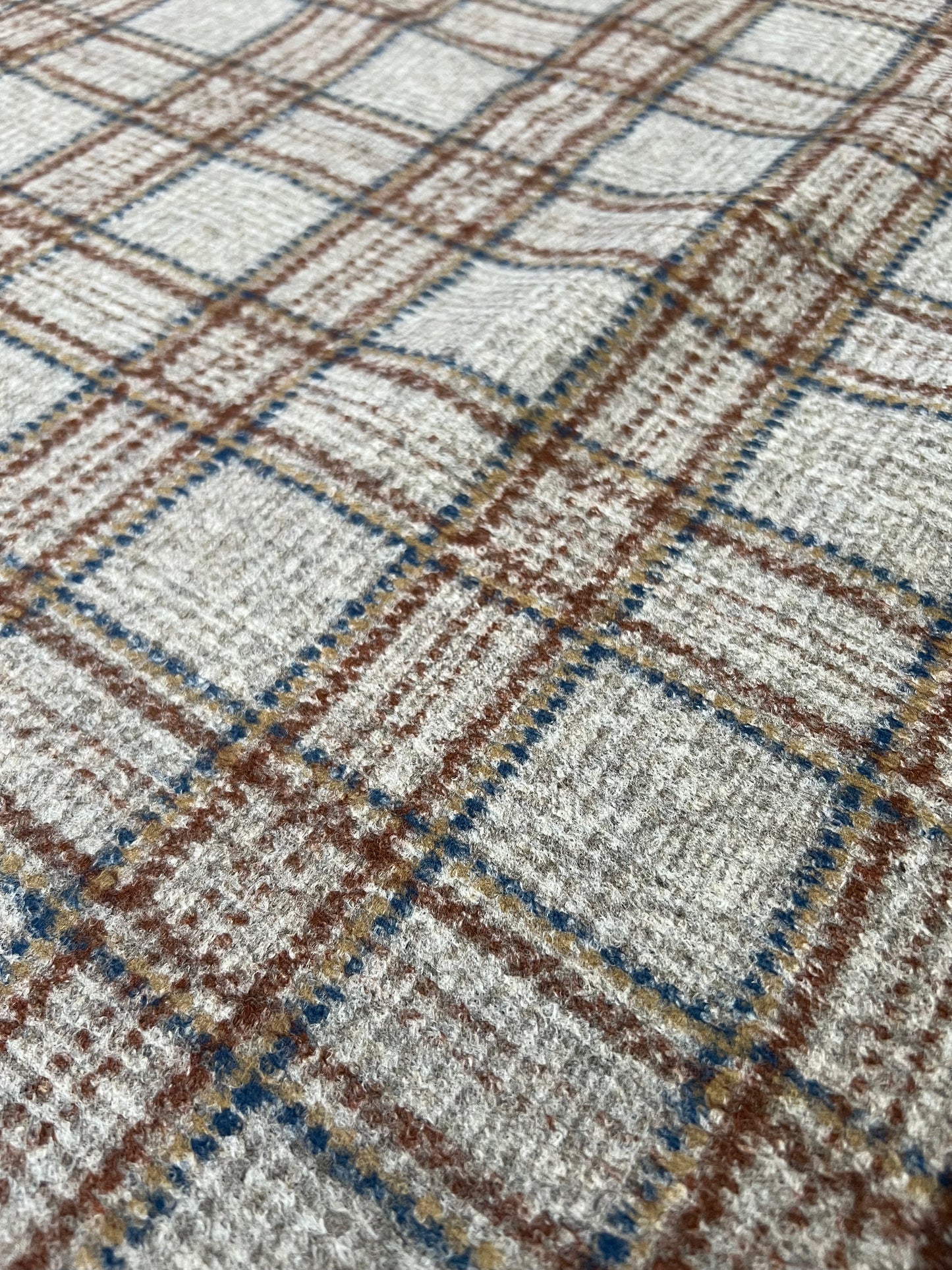 Flip side 032 beige blue brown check double face pearl