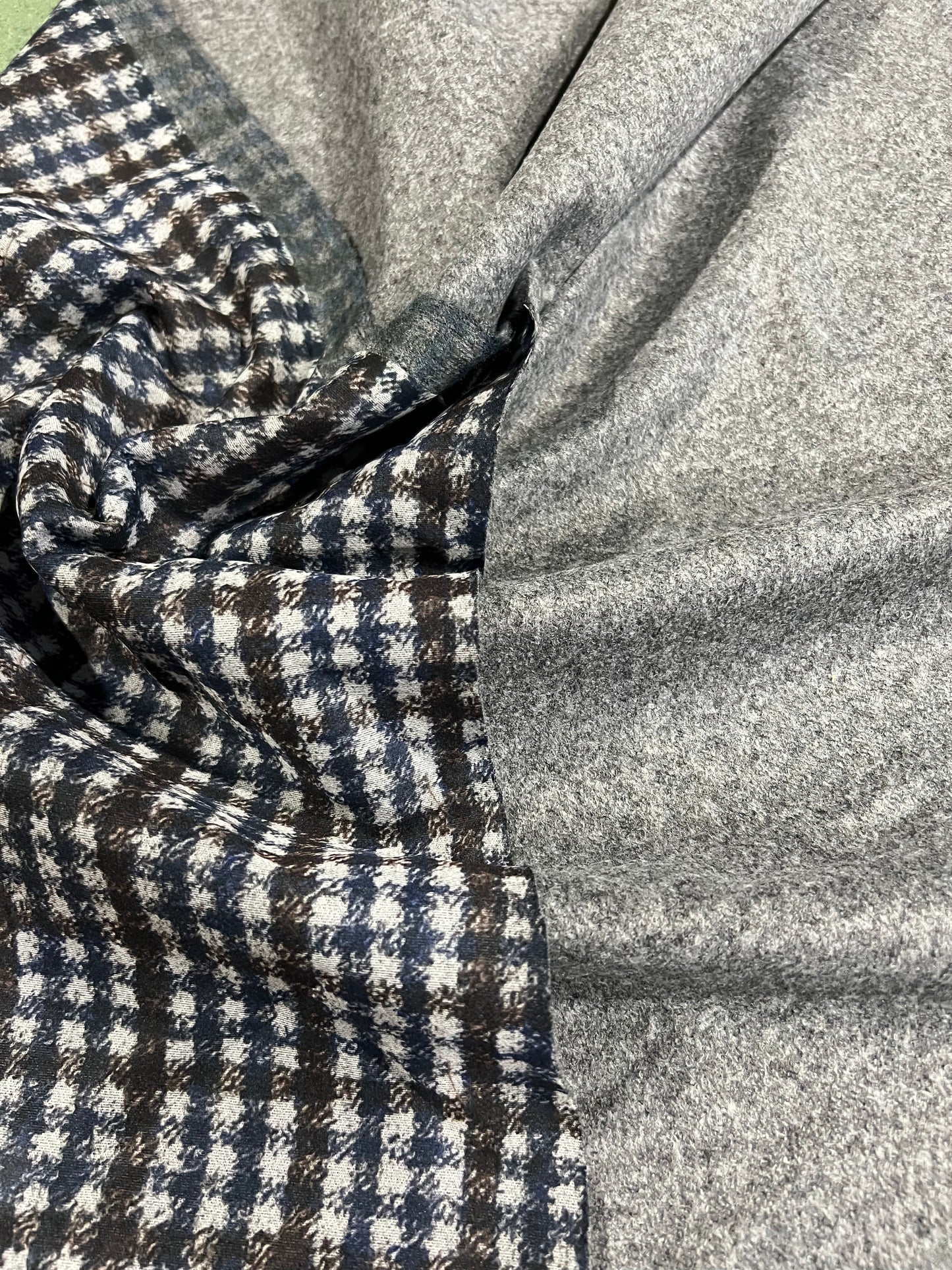 Flip side 046  blue brown greycheck double face mid grey