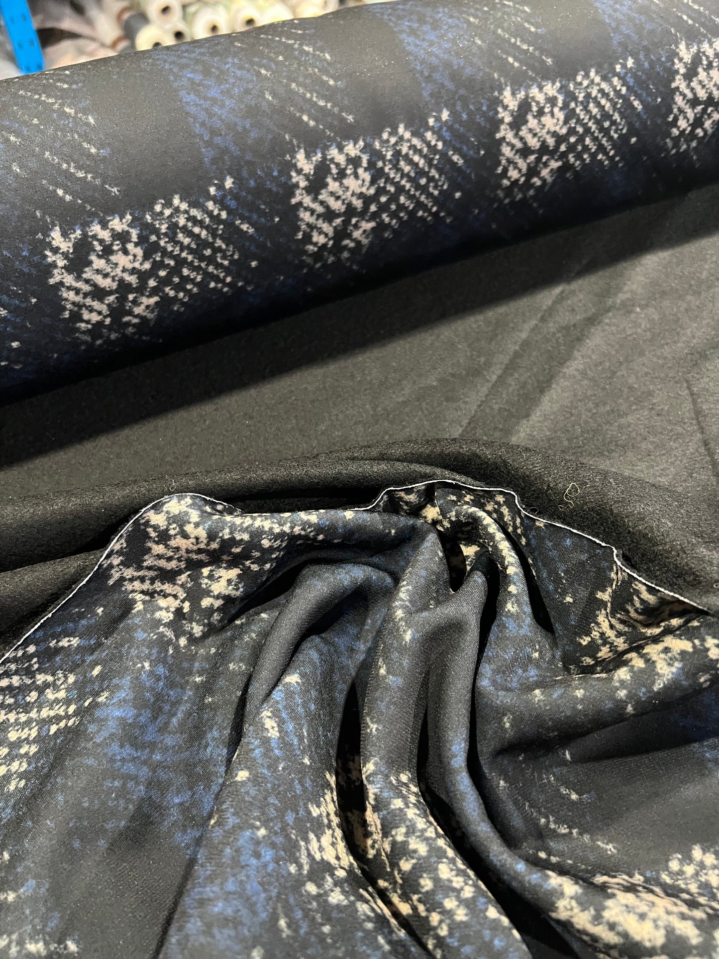 Flip side 052 blue ecru  black big check double face black
