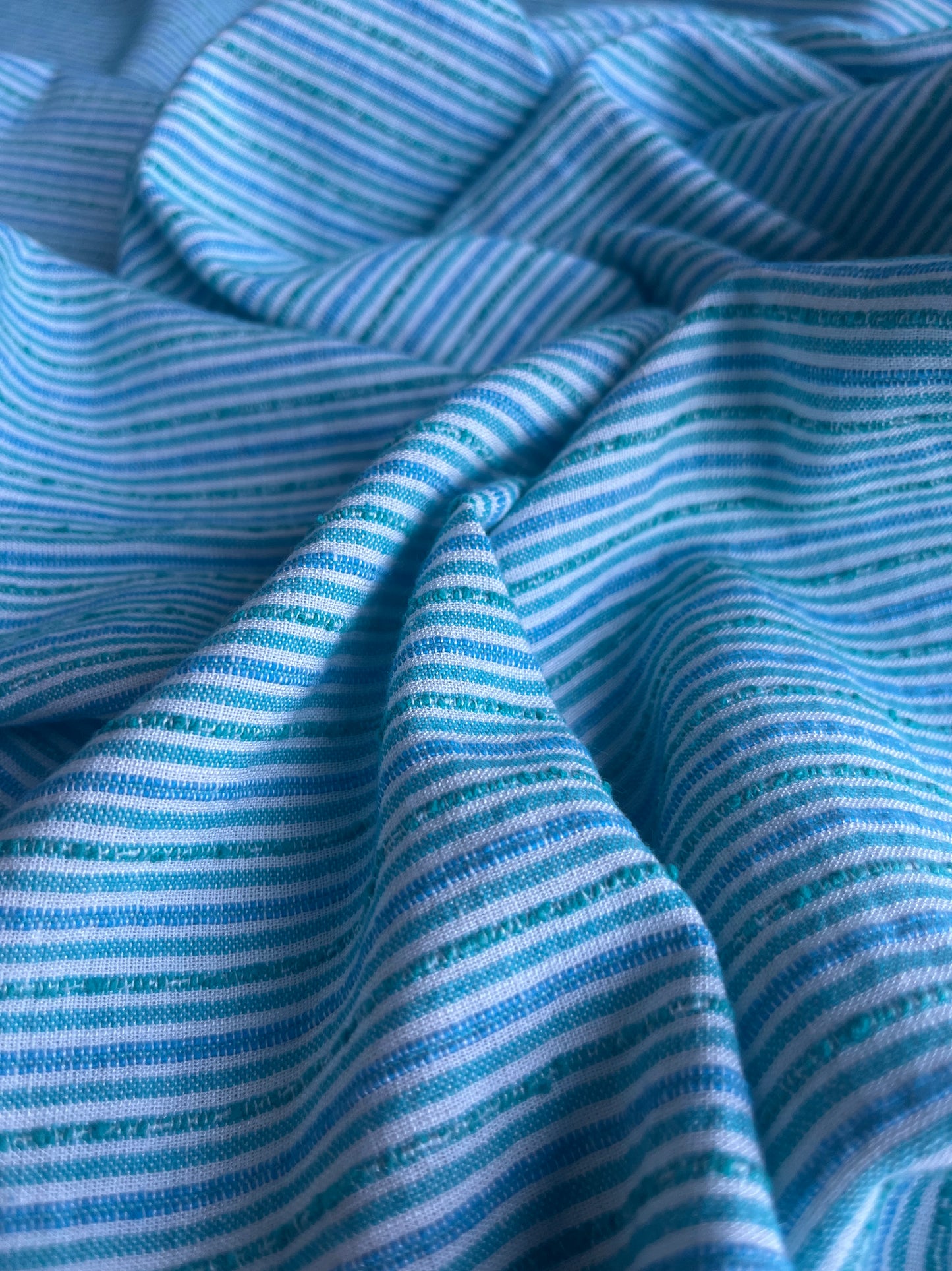 RW 007 stripes cotton/linen petrol/aqua