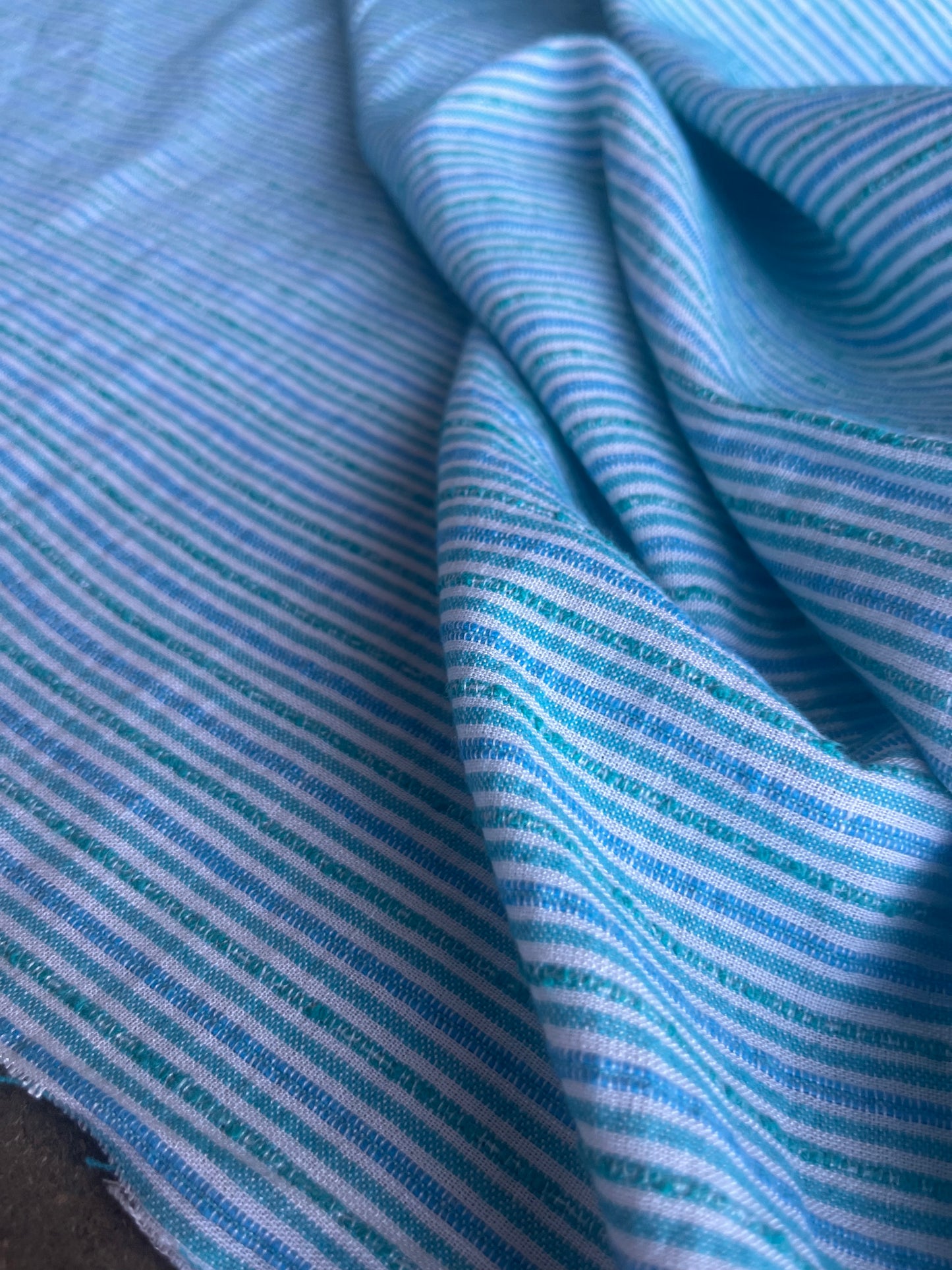 RW 007 stripes cotton/linen petrol/aqua