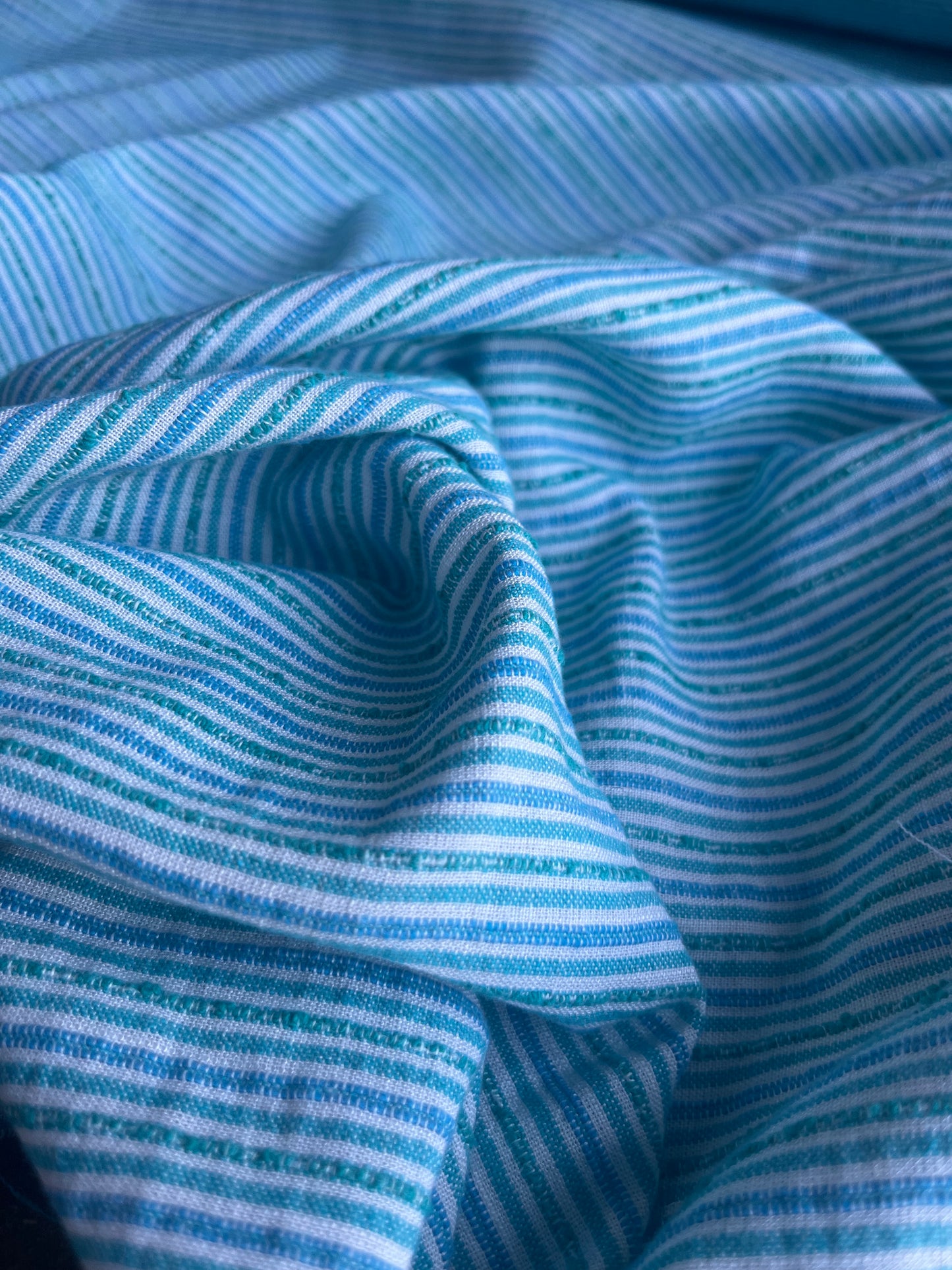 RW 007 stripes cotton/linen petrol/aqua