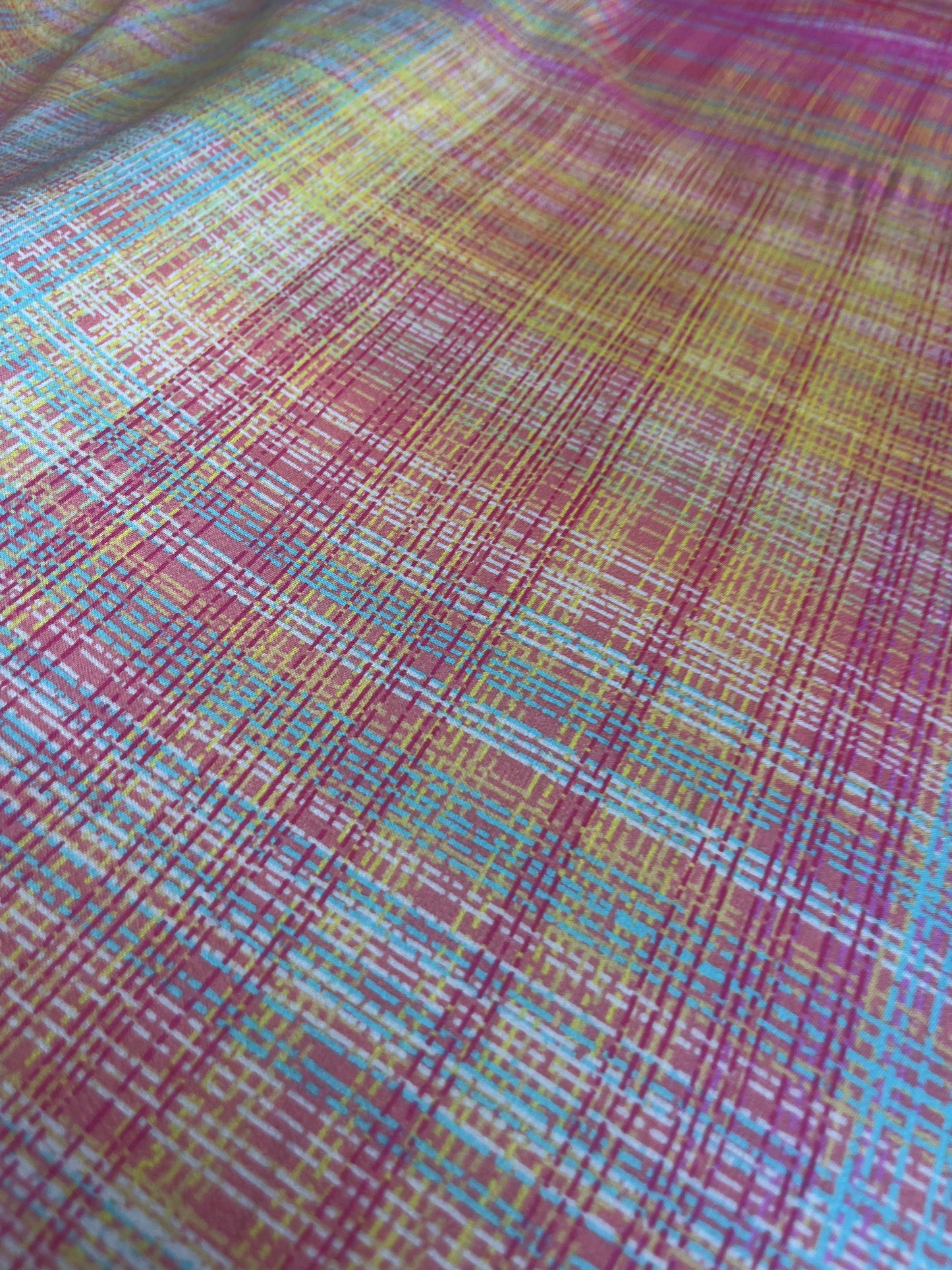 RW 010 viscose satin checkered print bright colours