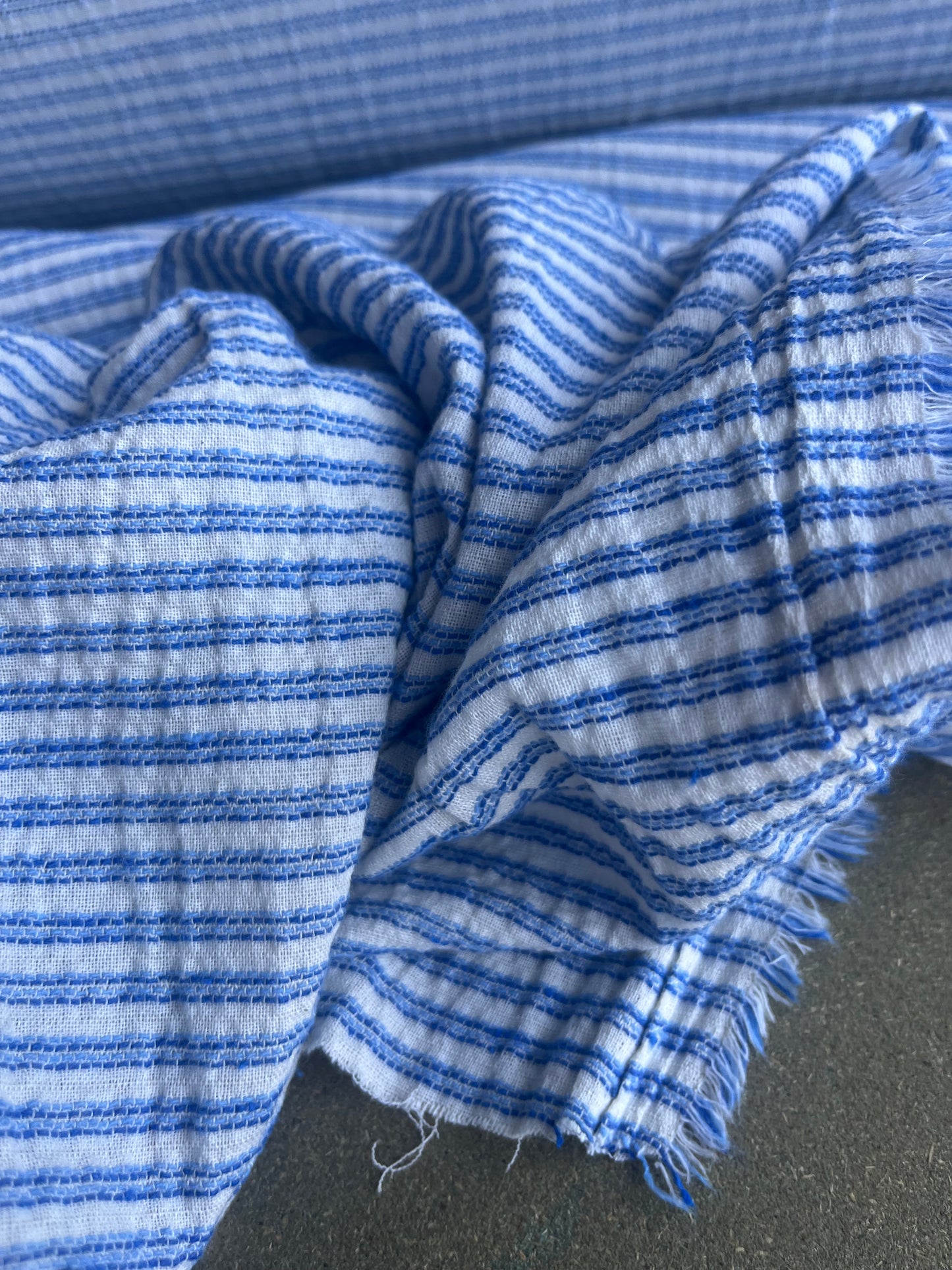 RW 023 stripes cotton/linen cobalt/white
