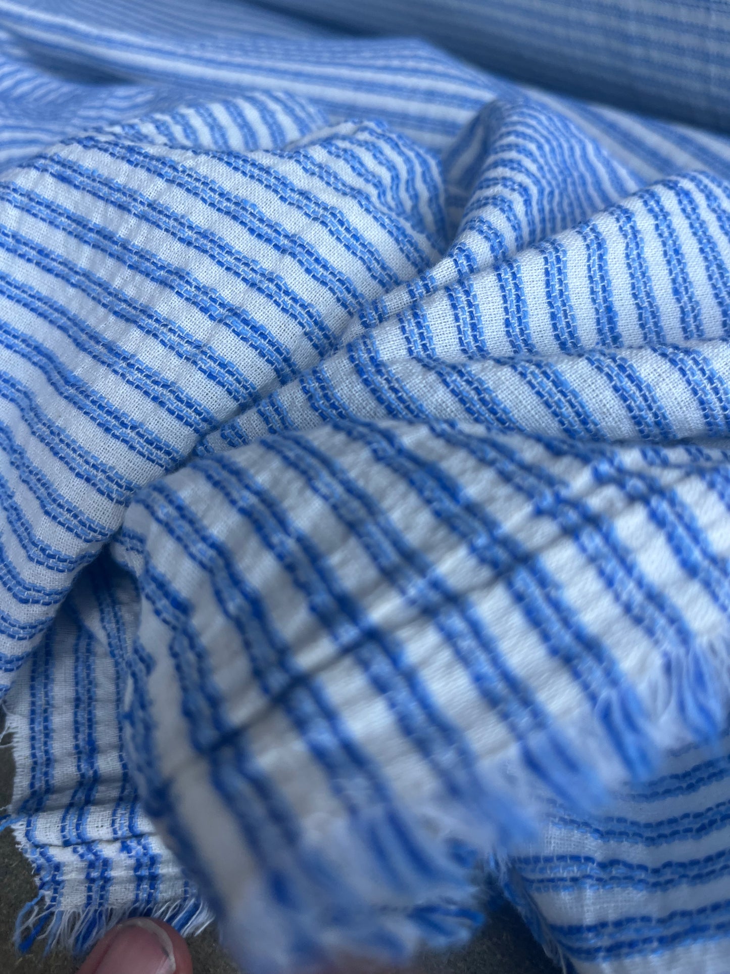 RW 023 stripes cotton/linen cobalt/white