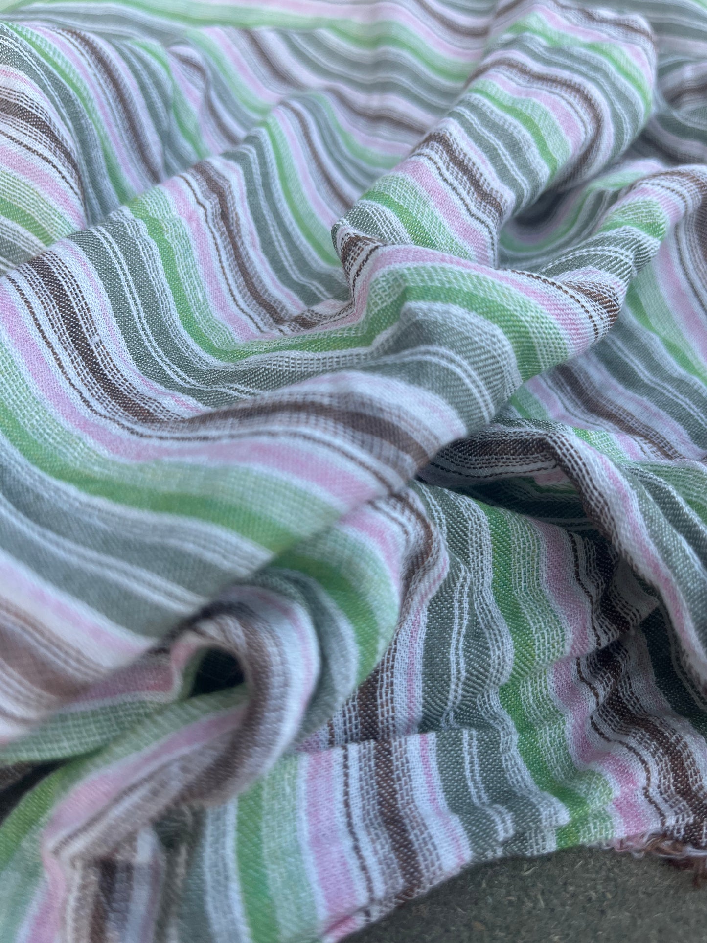 RW 042 light linen stripes green/khaky/pink