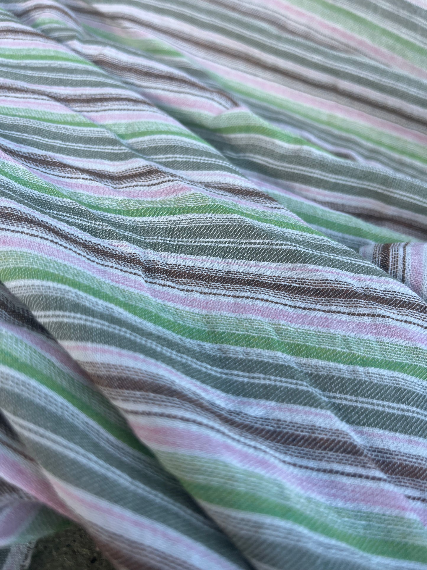 RW 042 light linen stripes green/khaky/pink