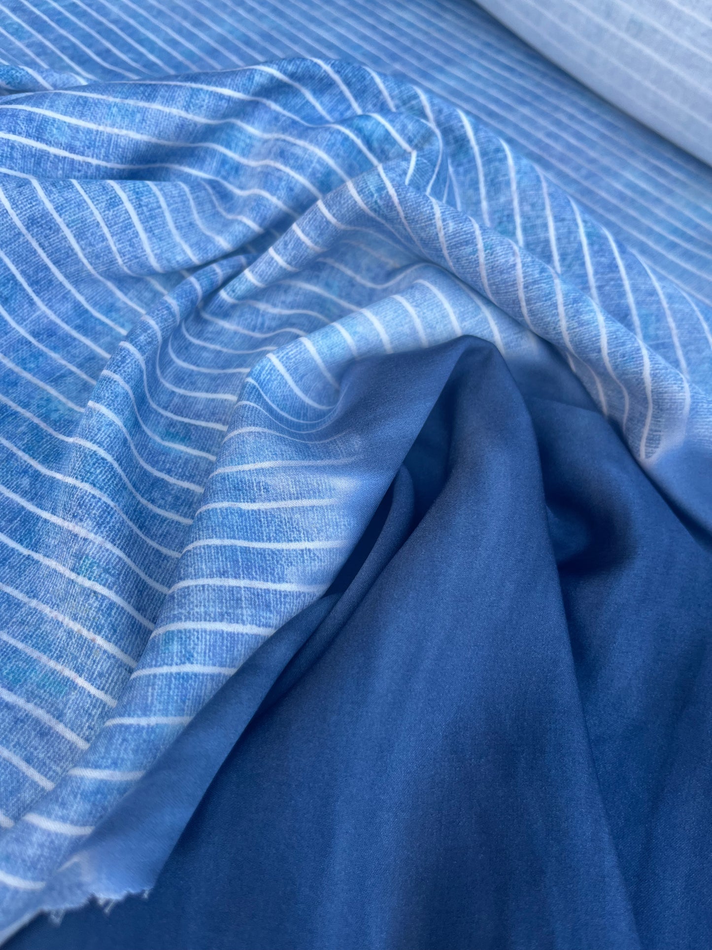 RW 046 viscose satin tie dye stripes and border indigo