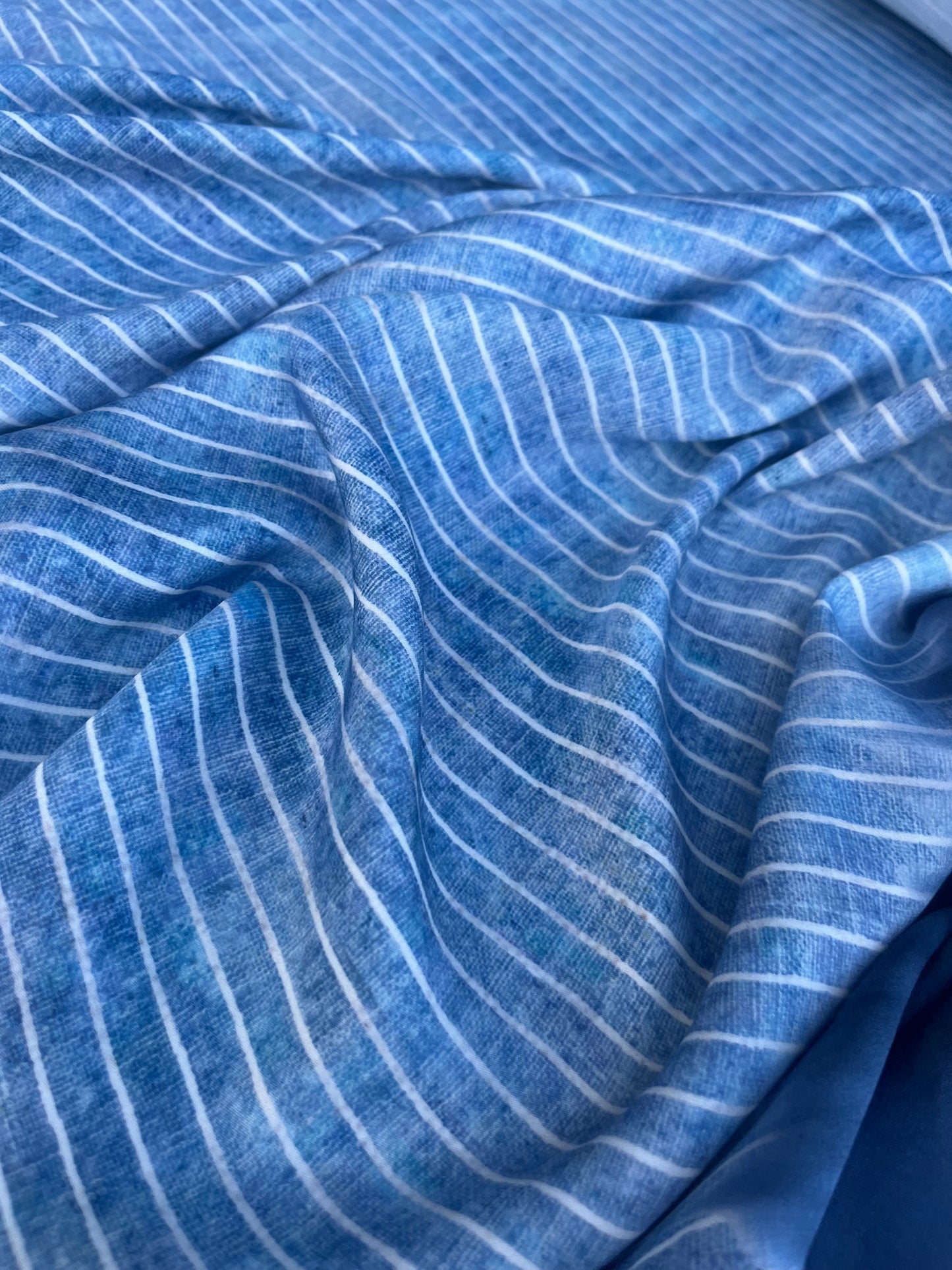 RW 046 viscose satin tie dye stripes and border indigo
