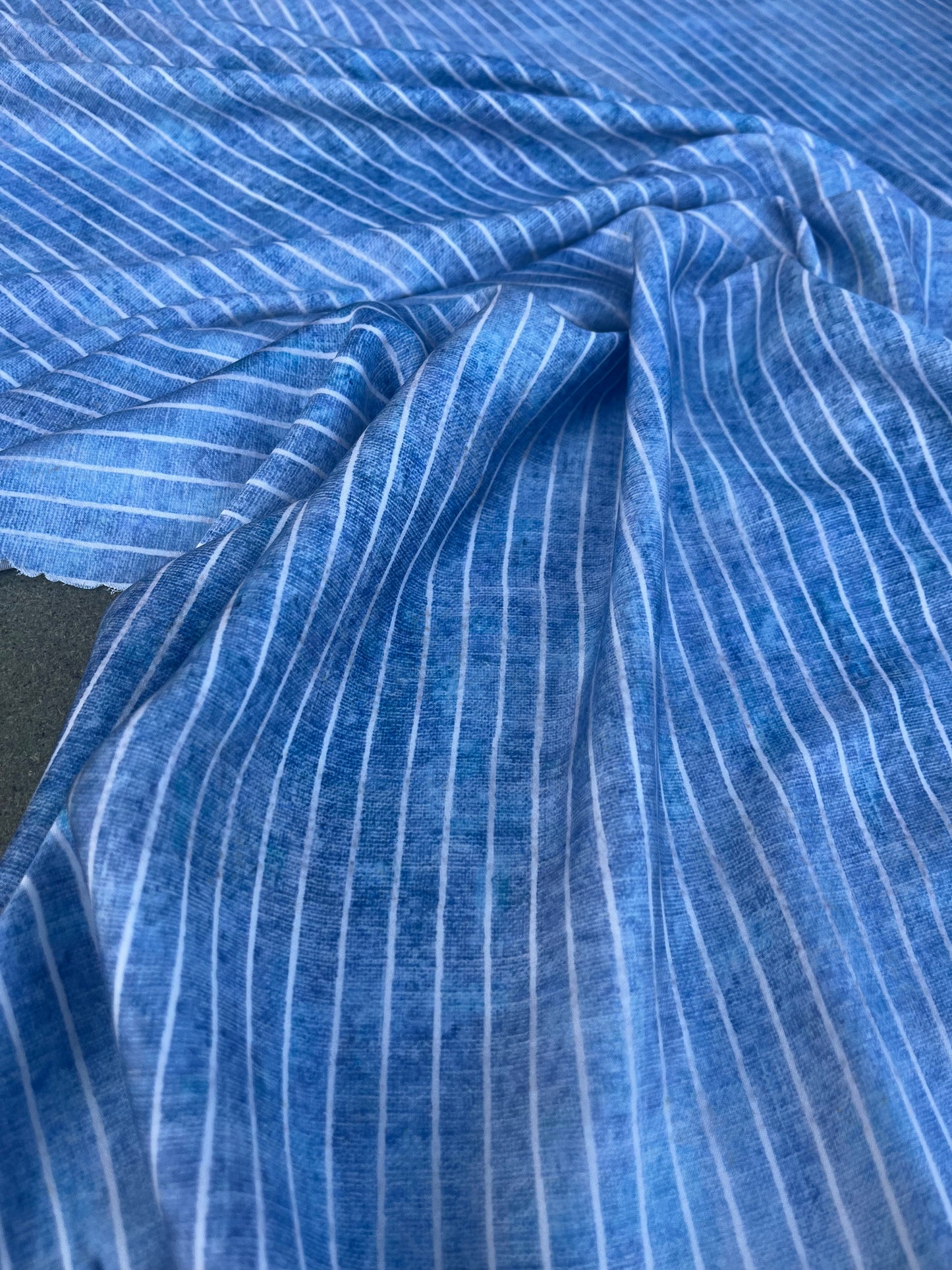 RW 046 viscose satin tie dye stripes and border indigo