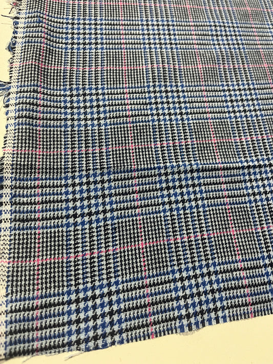 CARLOS 027 heavy cotton check Prince of Wales cobalt/navy