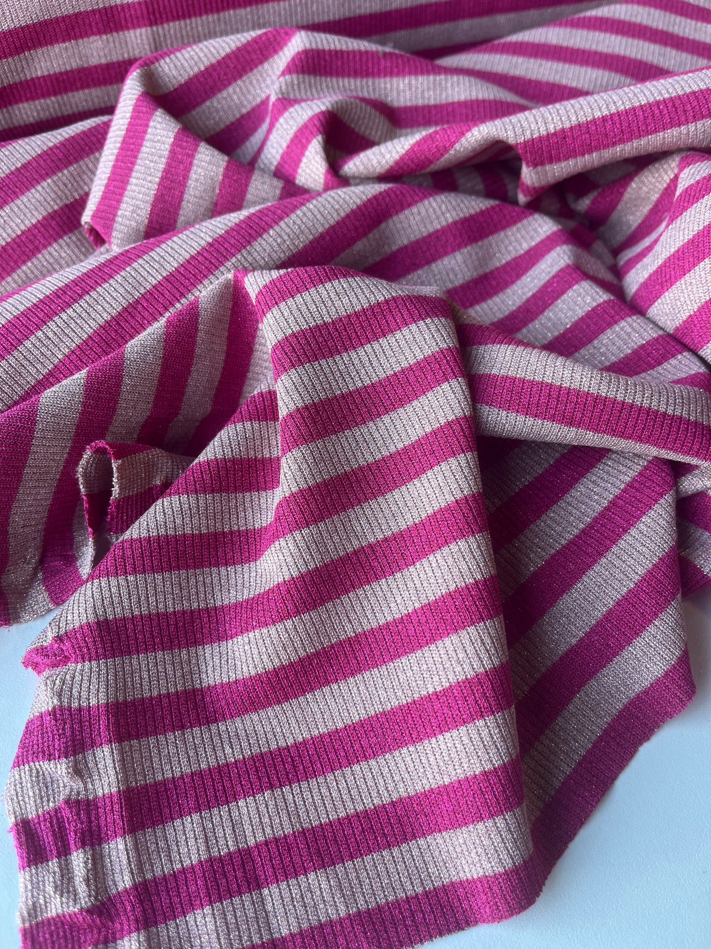 PORTIA 031 jersey rib 4/4 stripe with lurex