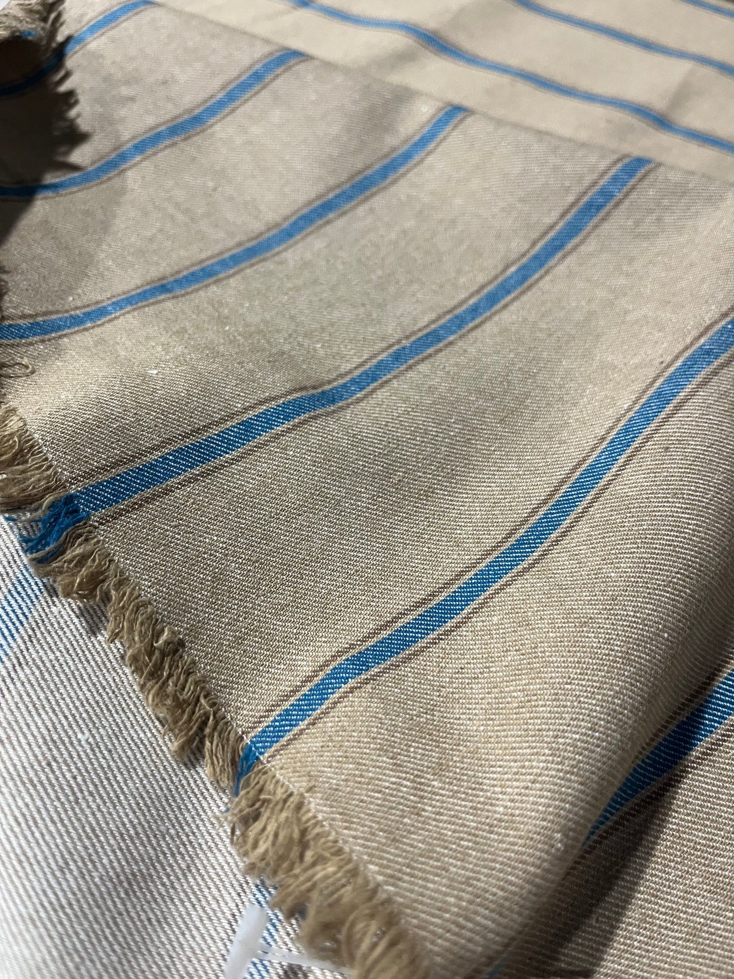 RAOUL 001 coloured denim stripe sand/petrol