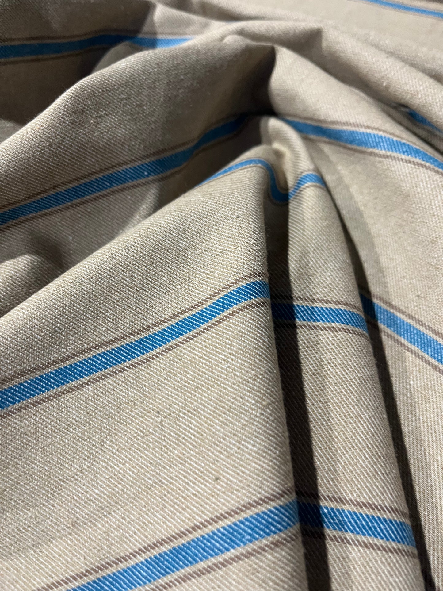 RAOUL 001 coloured denim stripe sand/petrol