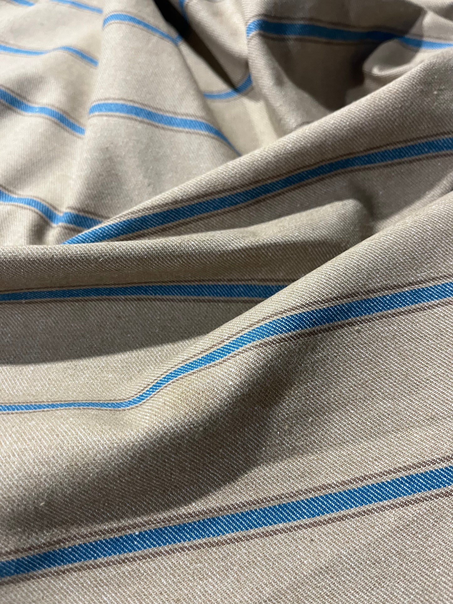 RAOUL 001 coloured denim stripe sand/petrol