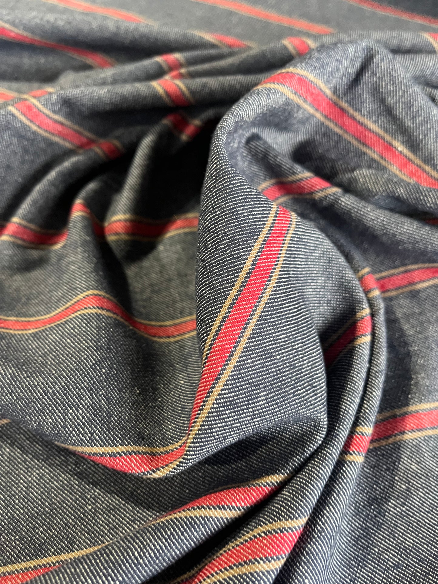 LC RAOUL 005 coloured denim stripe indigo/red