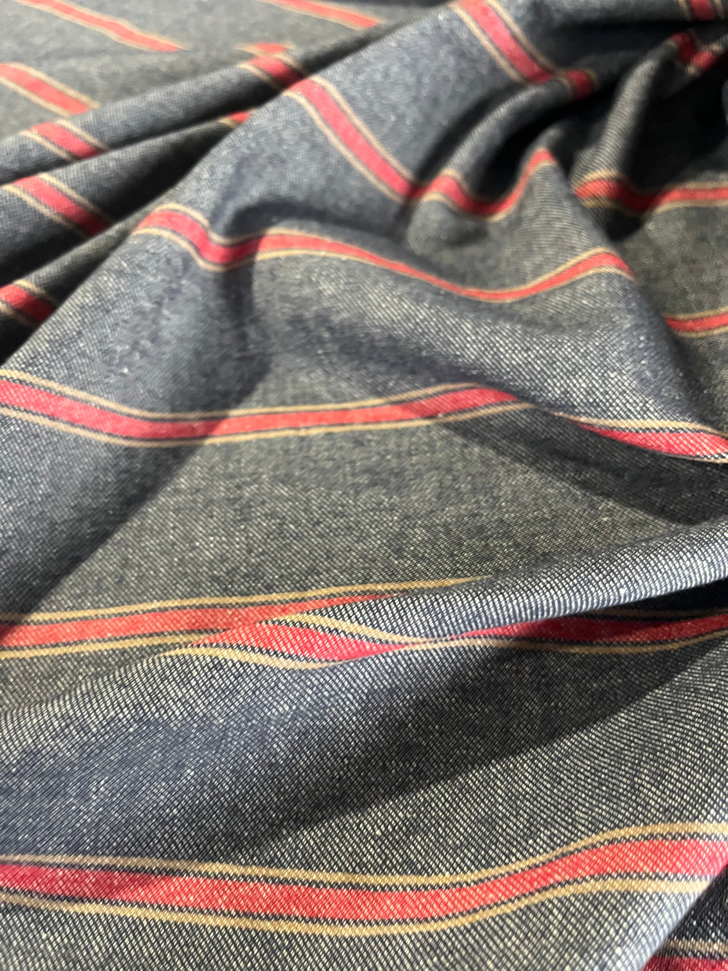 LC RAOUL 005 coloured denim stripe indigo/red