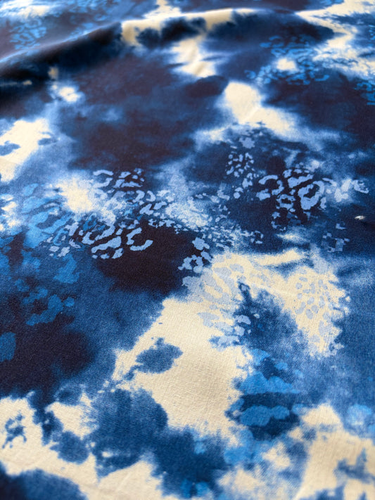 APU 014 cobalt blue tie-dye satin viscose