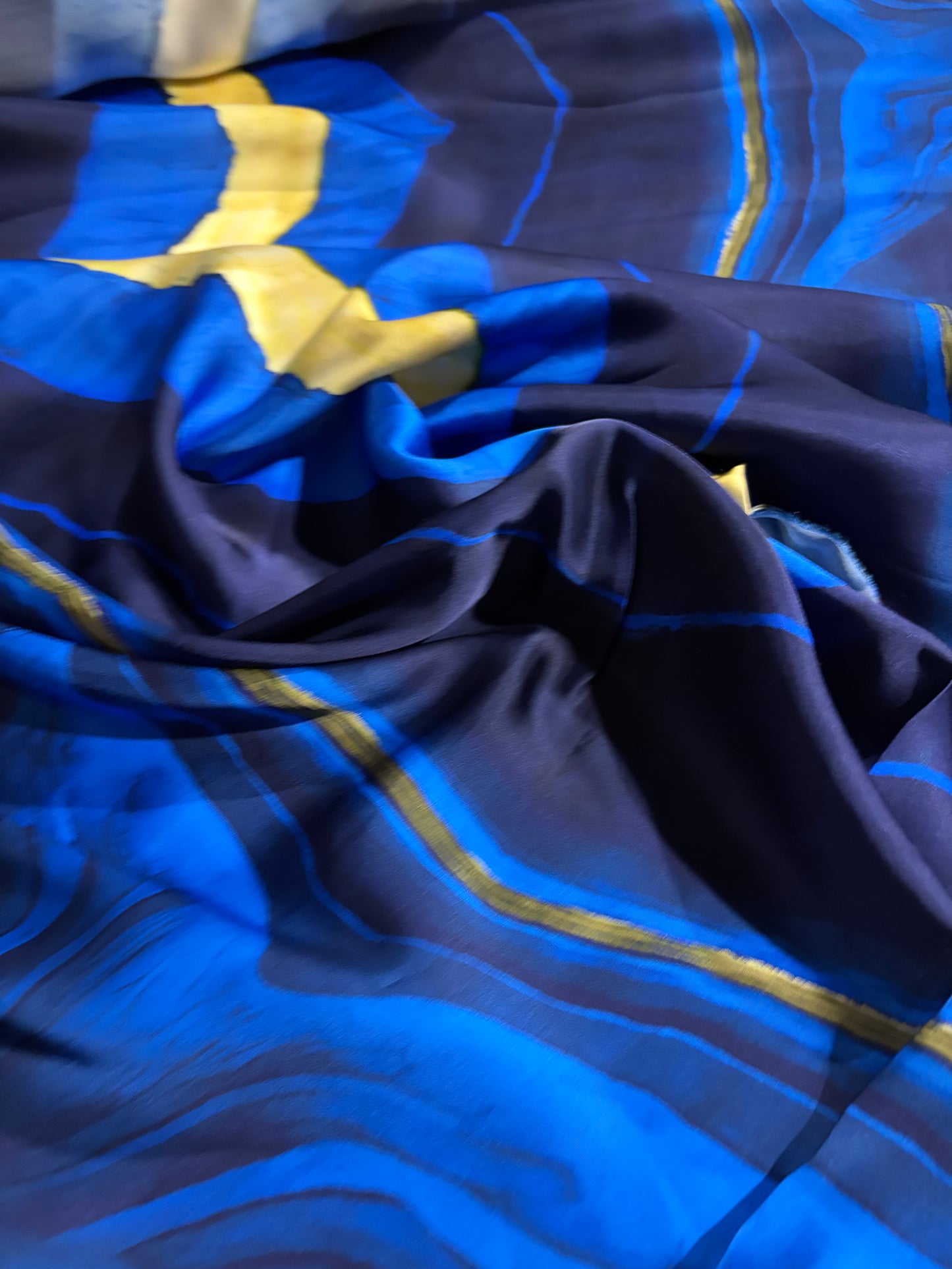 KRUSTY 009 cobalt double border viscose satin