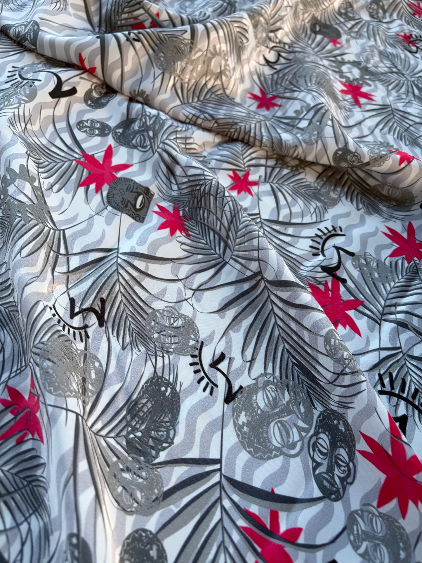 ANDREA 011 viscose satin "masks in the jungle edit"