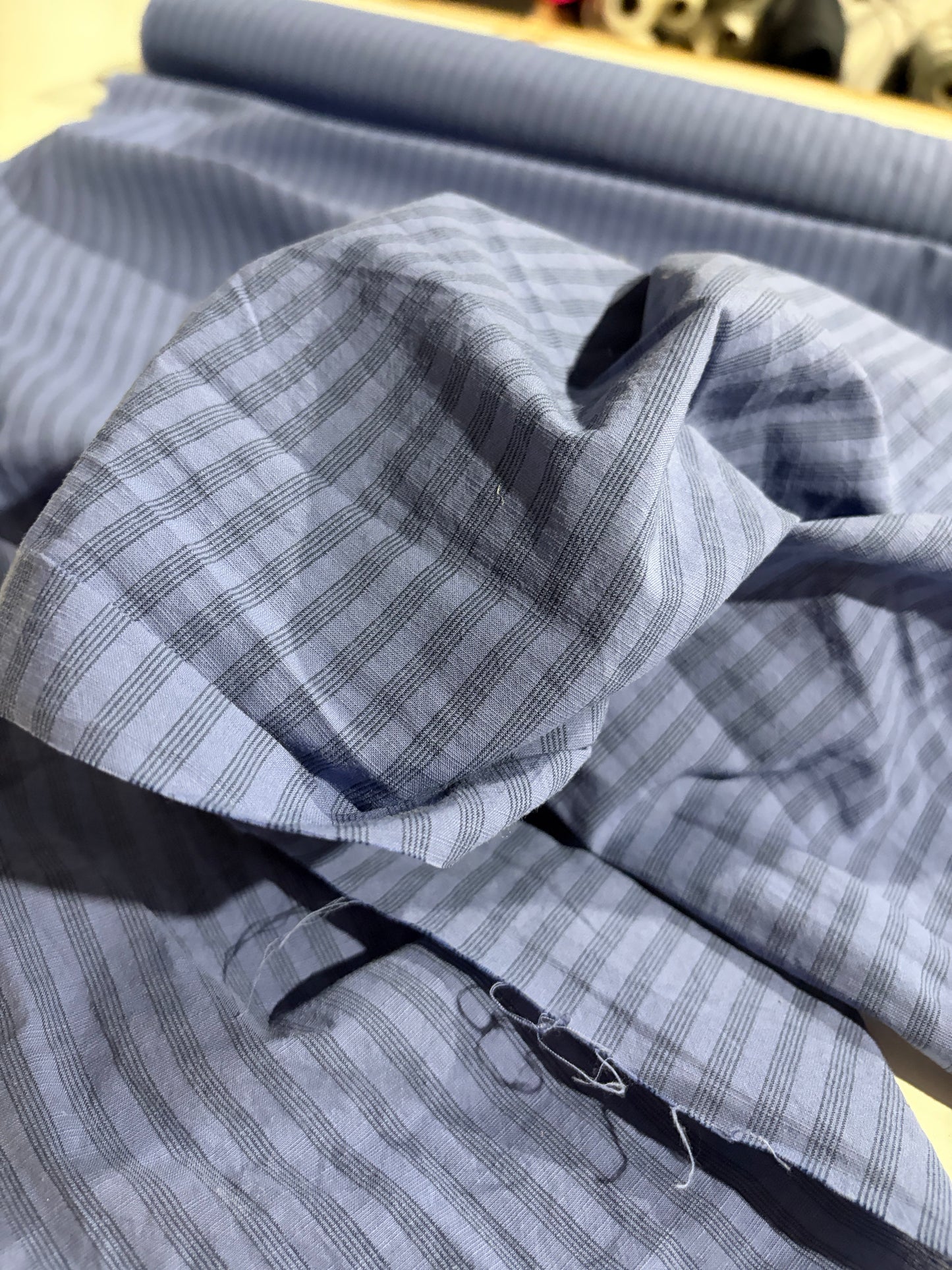 KRUSTY 012 indigo washed colourwoven cotton stripes