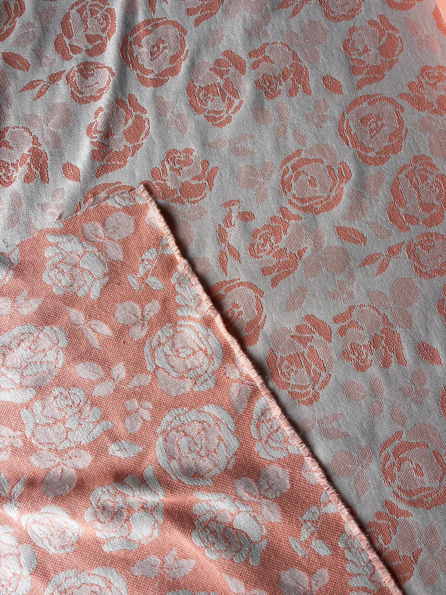 CELIA 025 cot jacquard with Roses saumon/ecru