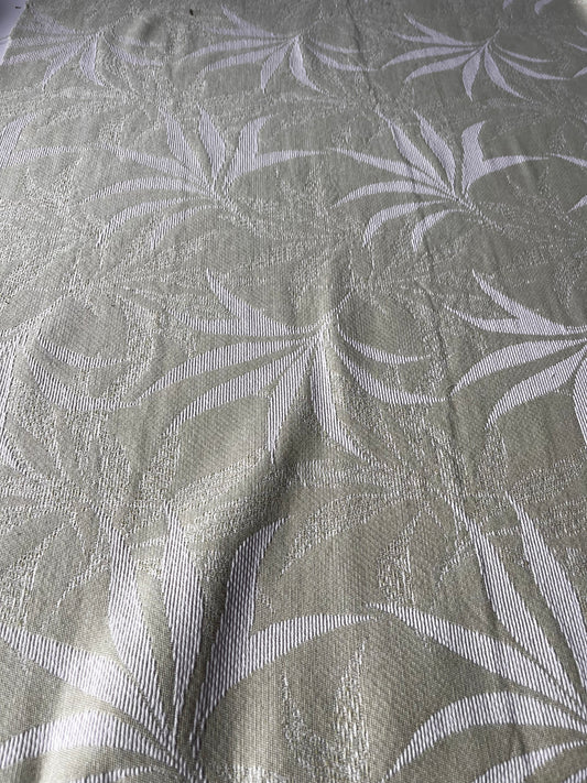 CELIA 024 cot jacquard with jungle leaves design light sage/ecru